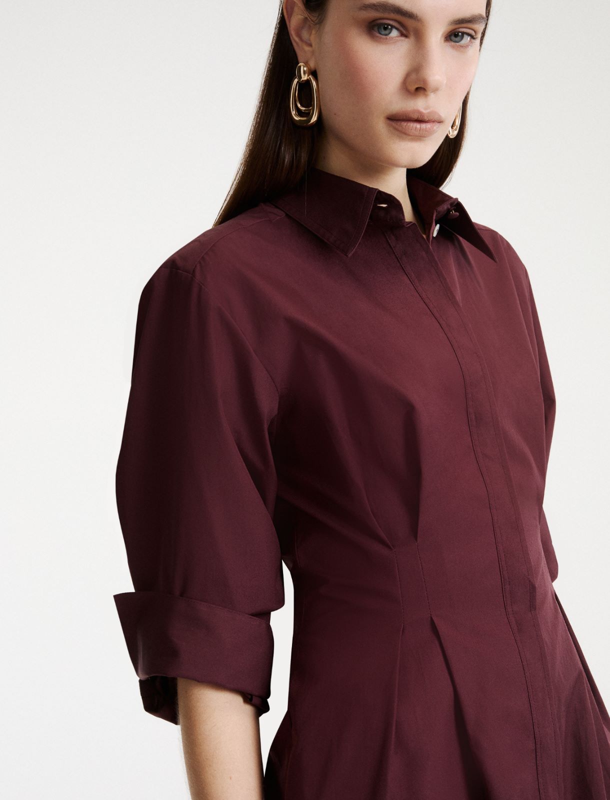 Poplin shirt dress - BORDEAUX - Marella - 5
