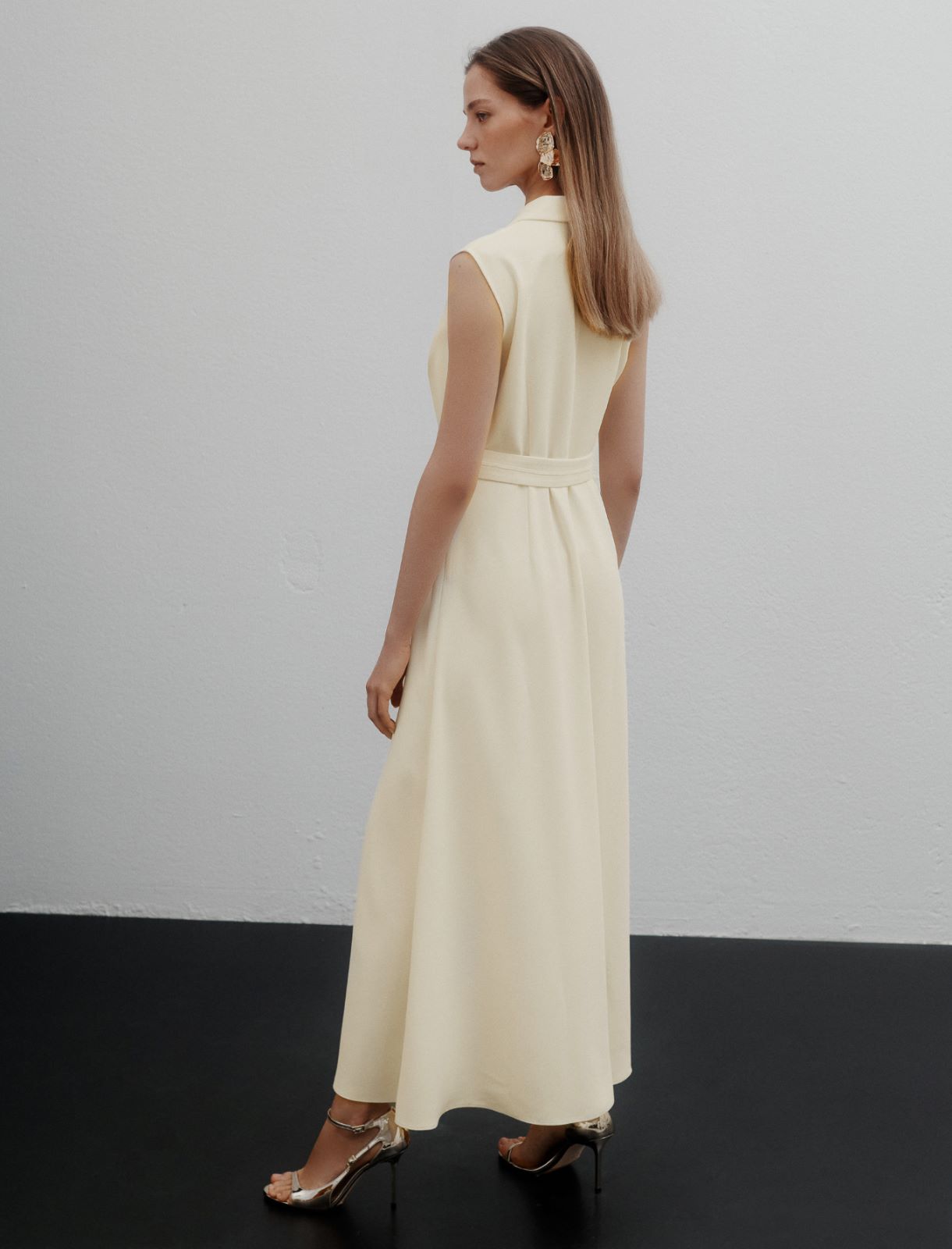 Sleeveless envers satin dress - WOOL WHITE - Marella - 3