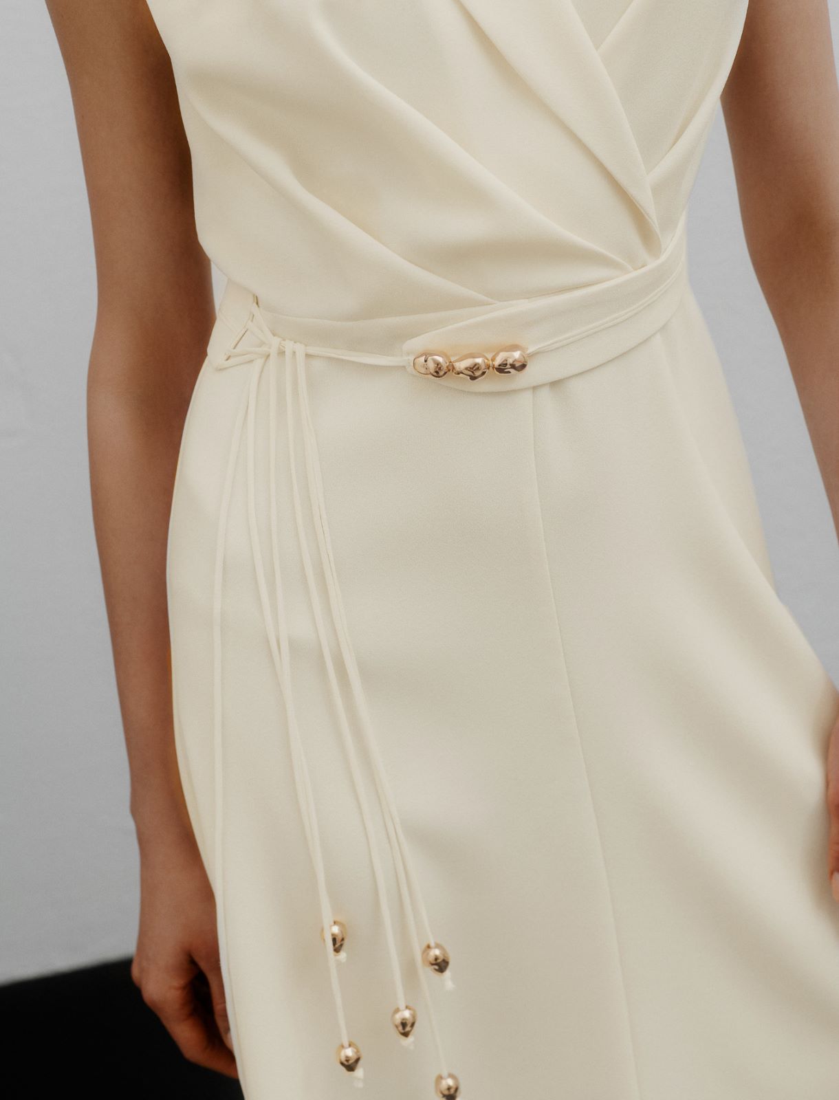 Sleeveless envers satin dress - WOOL WHITE - Marella - 5