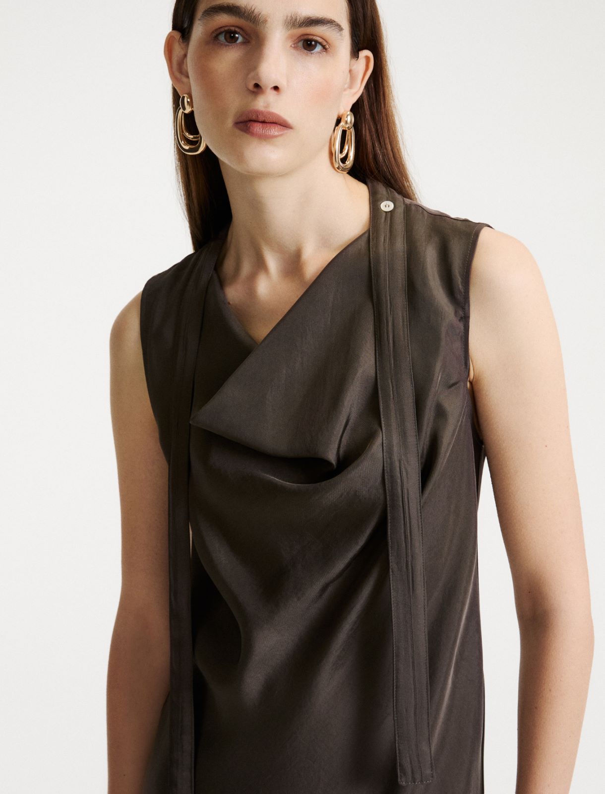 Ärmelloses Kleid aus Twill - ANTHRAZIT - Marella - 5