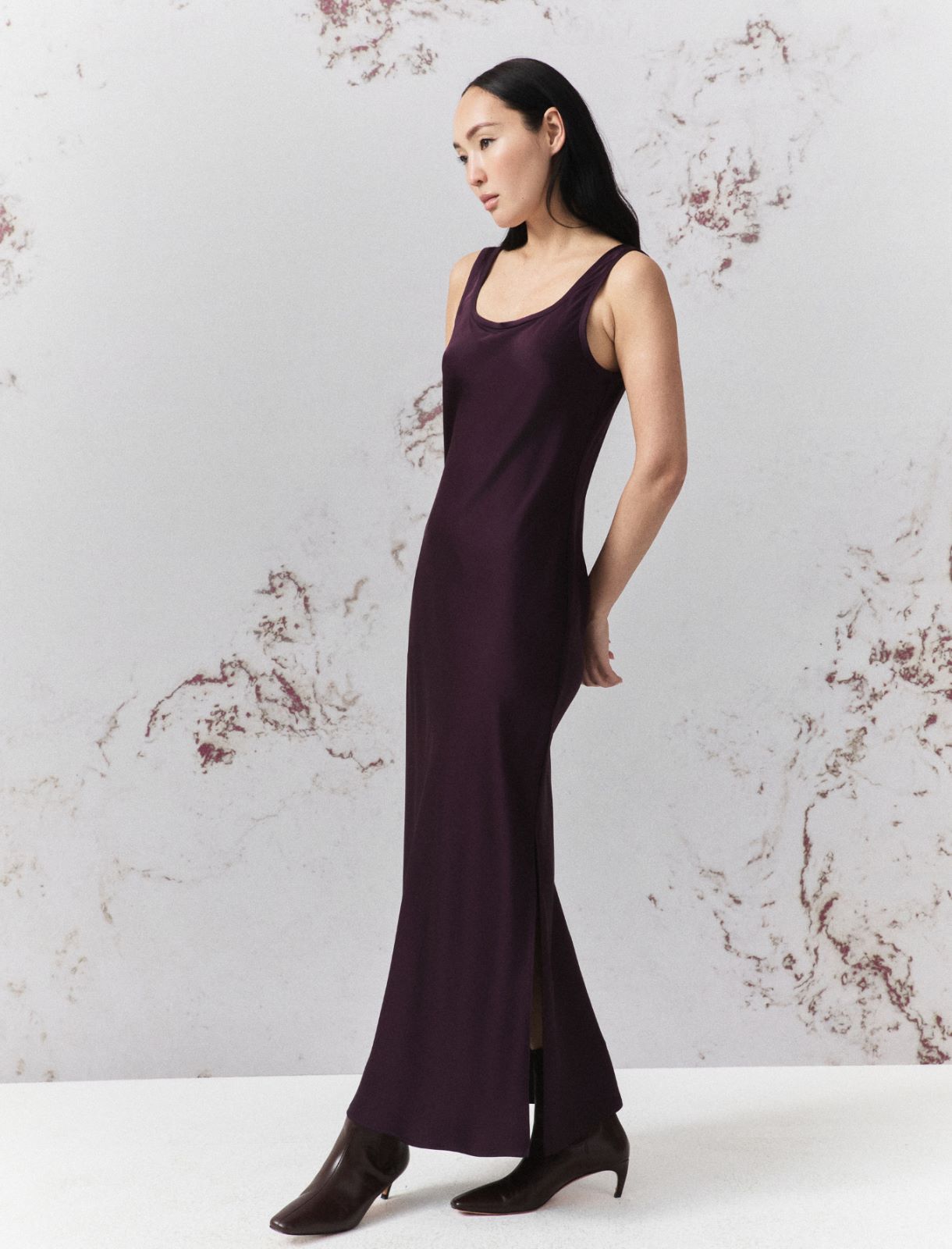 Satin slip dress - BLACKBERRY - Marella - 4