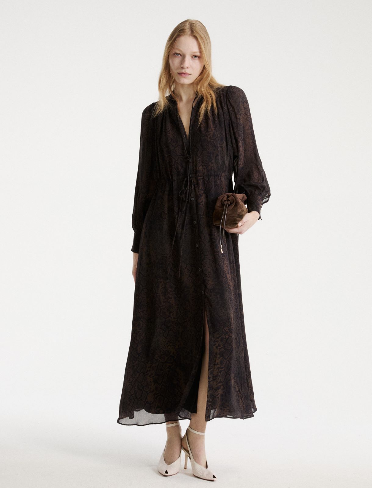Georgette shirt dress - BROWN - Marella - 2