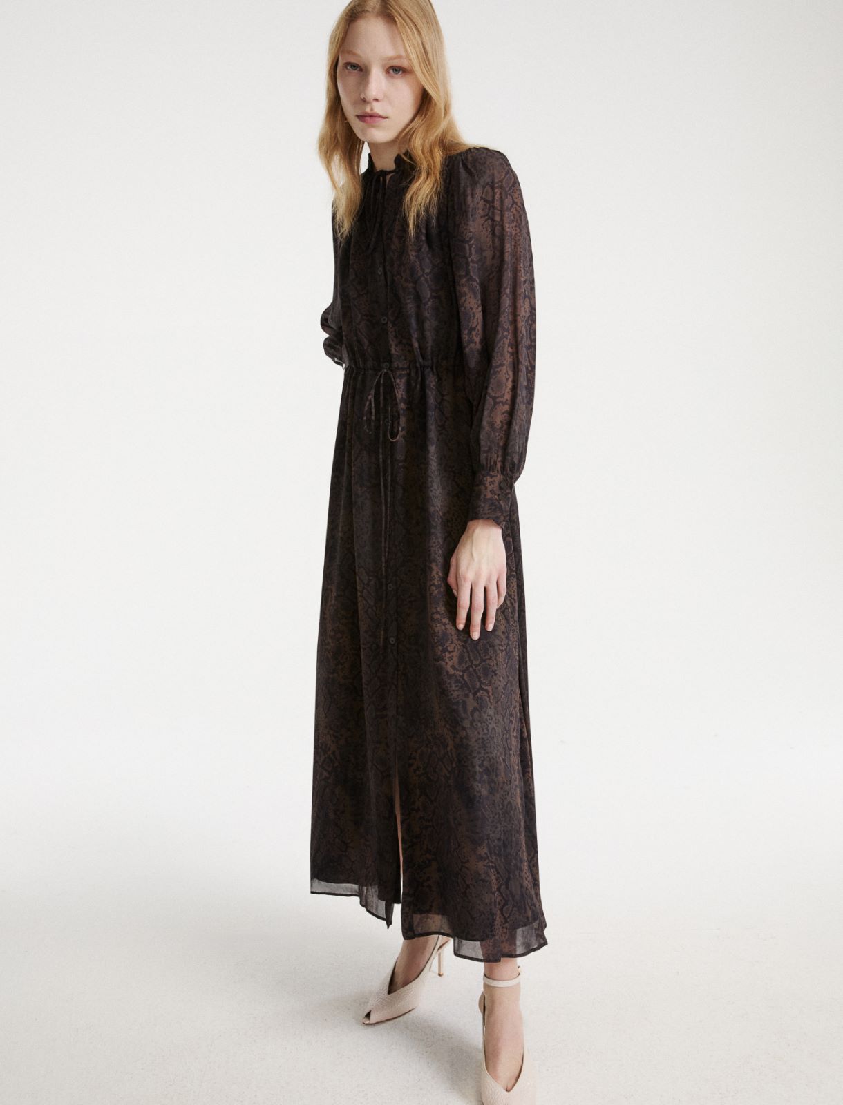 Georgette shirt dress - BROWN - Marella - 4