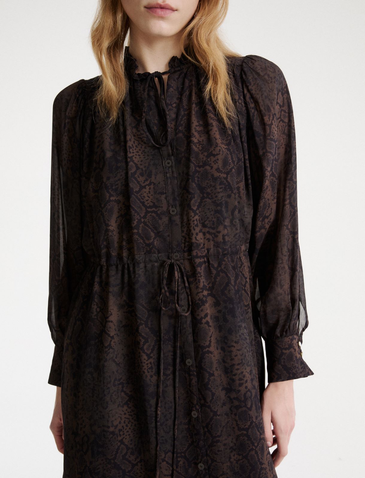 Georgette shirt dress - BROWN - Marella - 5