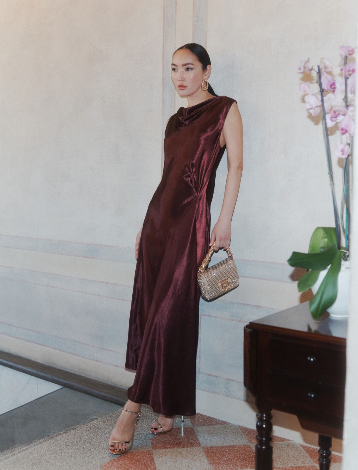 Lightweight satin dress - BORDEAUX - Marella - 2