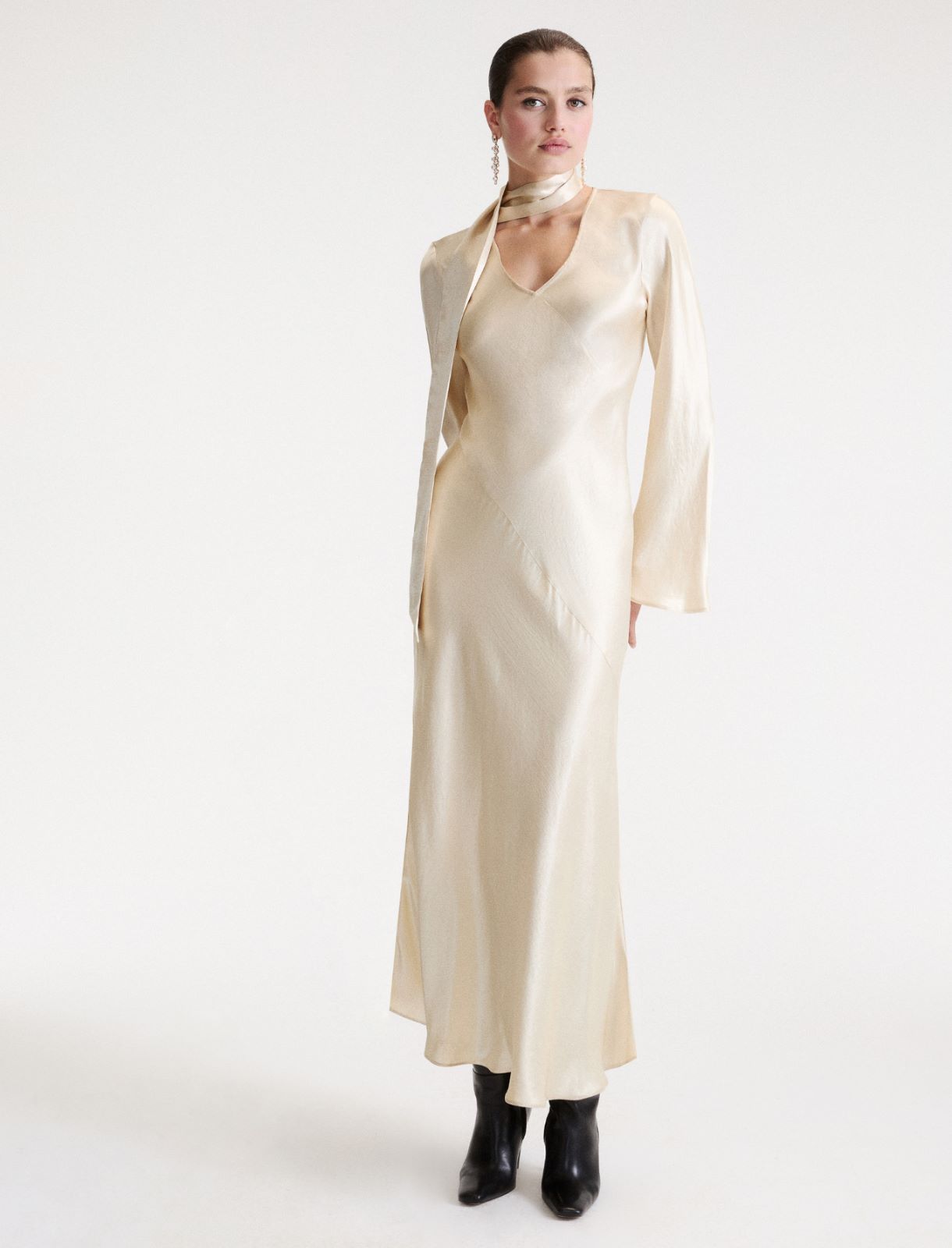 Robe en satin - BLANC LAINE - Marella - 4