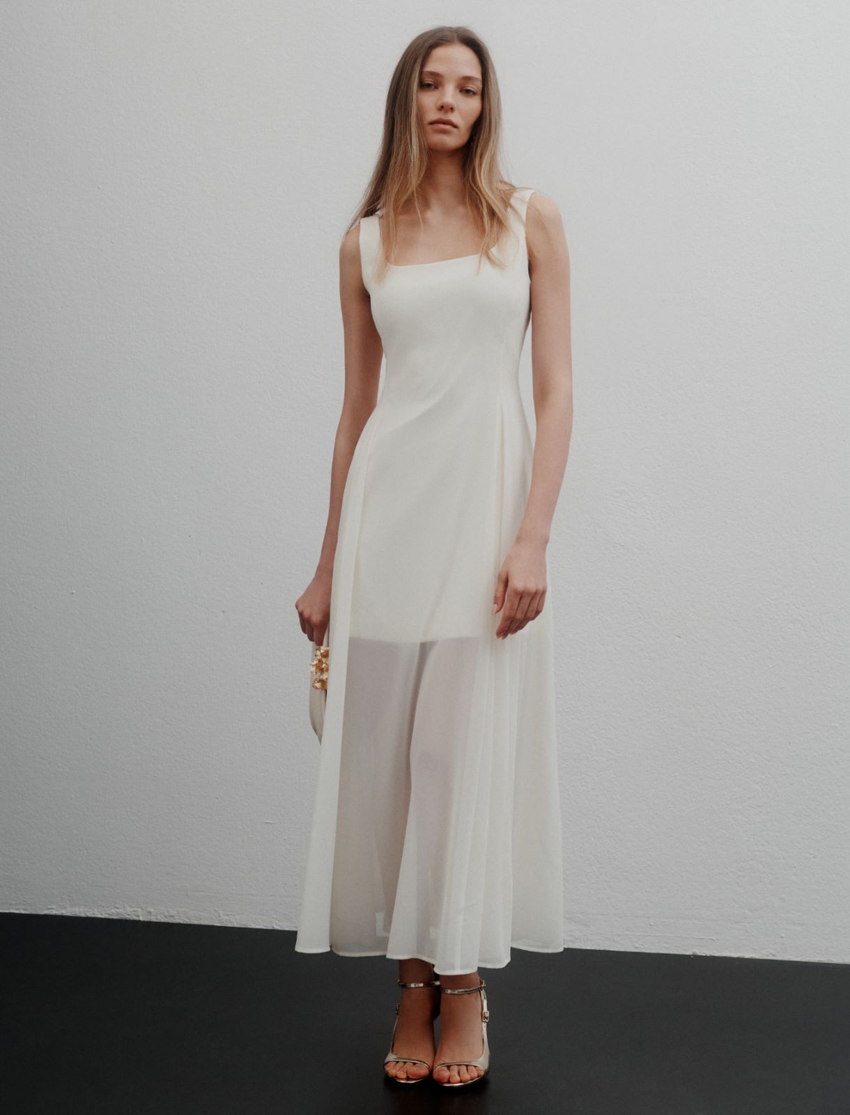 Fit-and-flare georgette dress - WOOL WHITE - Marella - 2