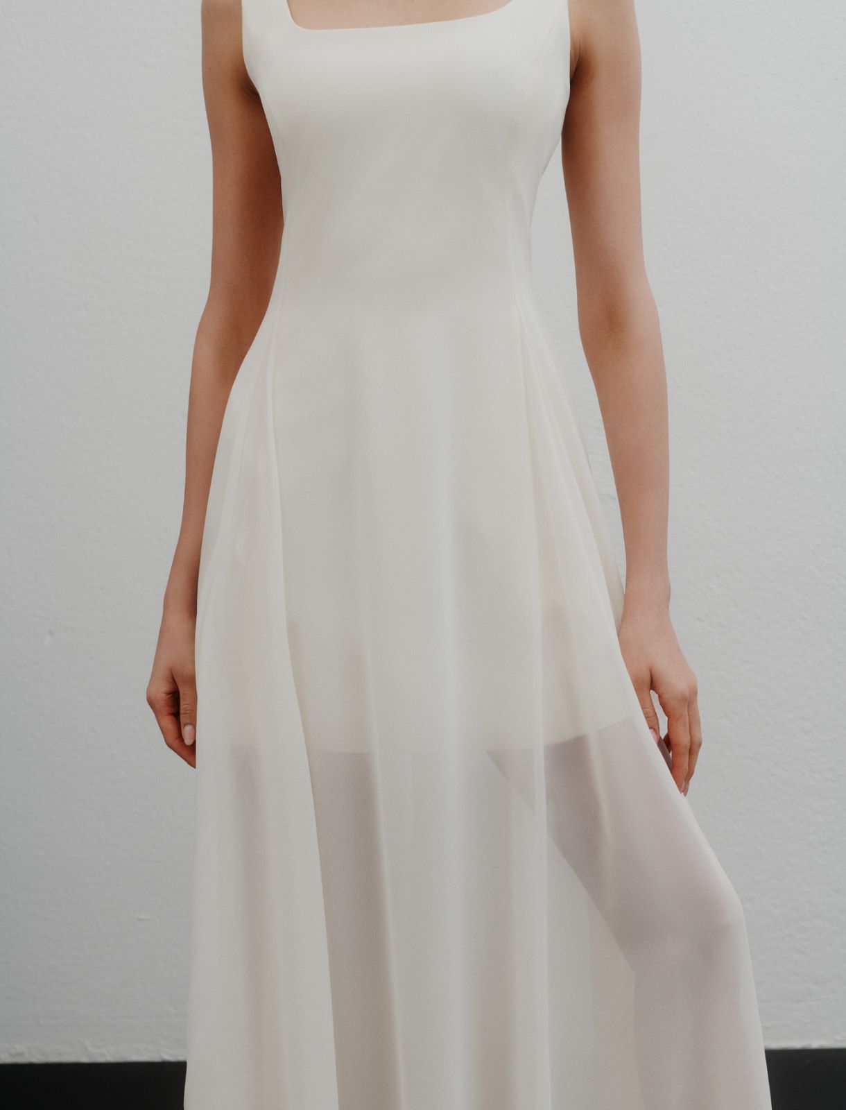 Fit-and-flare georgette dress - WOOL WHITE - Marella - 5
