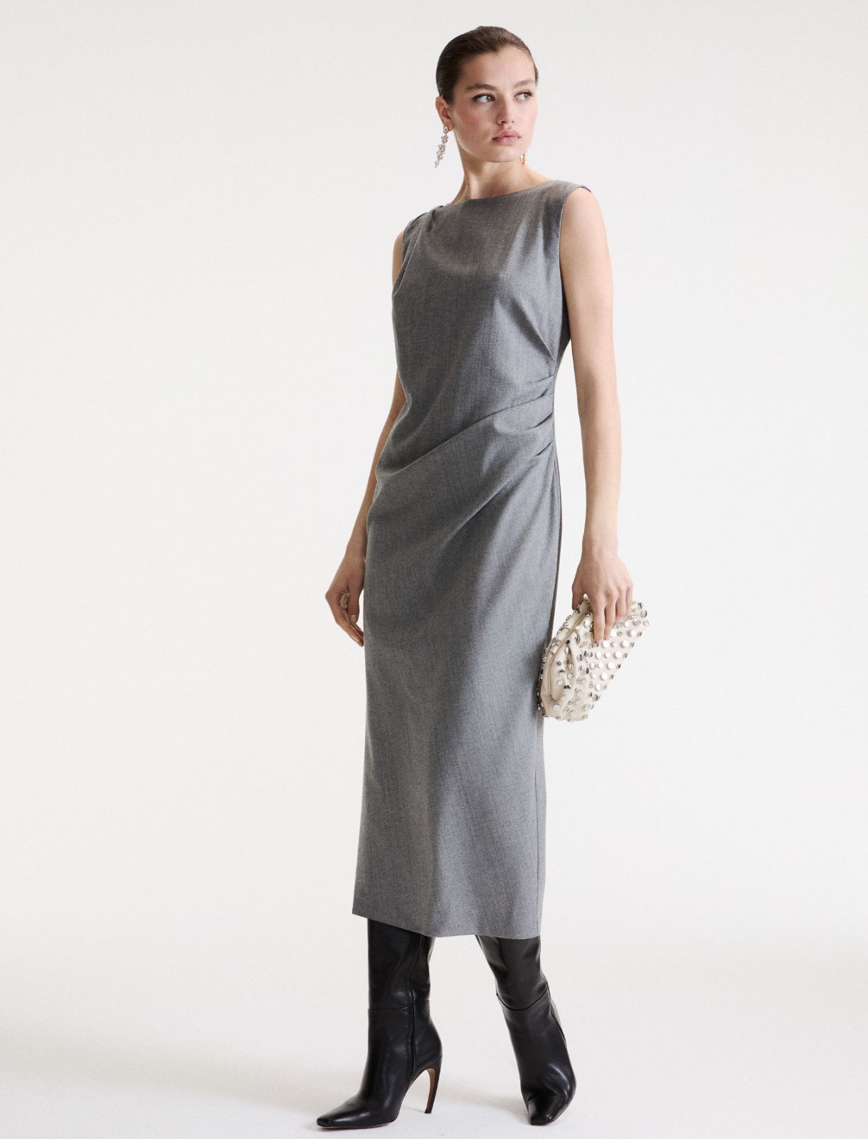 Sleeveless dress in a comfortable wool blend - MELANGE GREY - Marella - 2