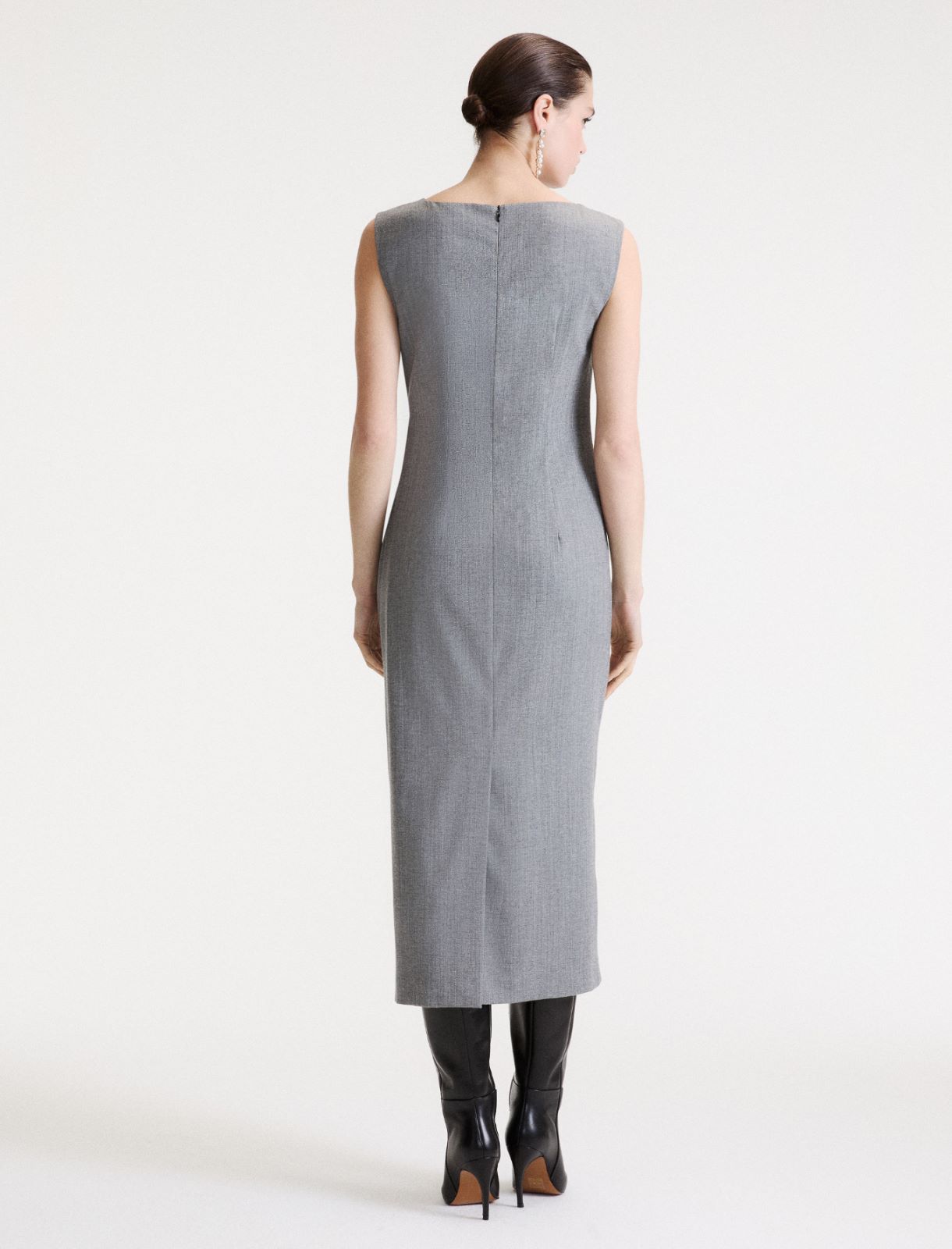 Sleeveless dress in a comfortable wool blend - MELANGE GREY - Marella - 3