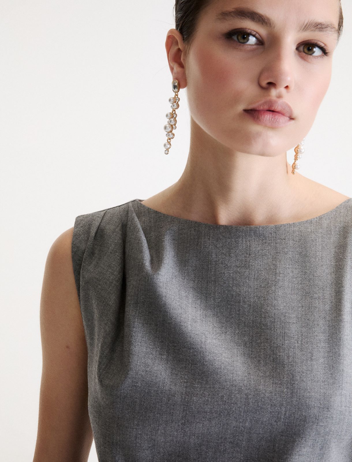 Sleeveless dress in a comfortable wool blend - MELANGE GREY - Marella - 5