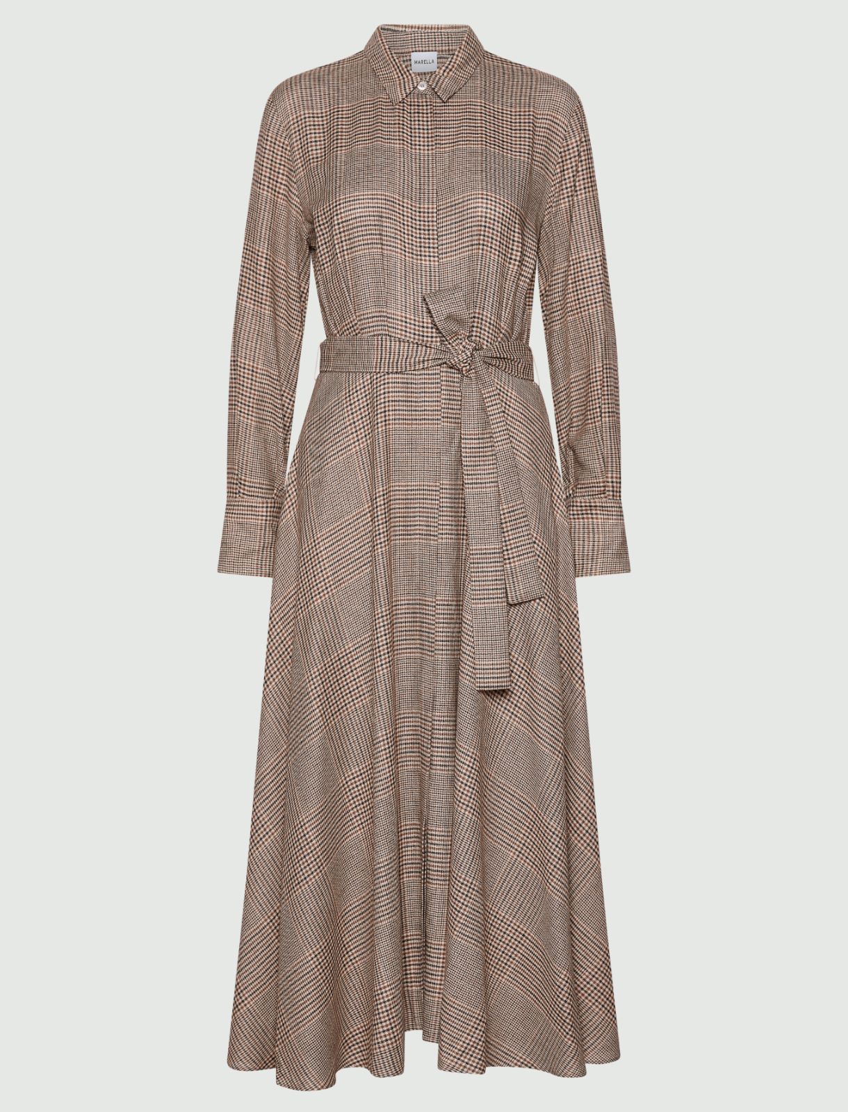 Hemdblusenkleid aus Wolle und Viskose - KAMEL - Marella