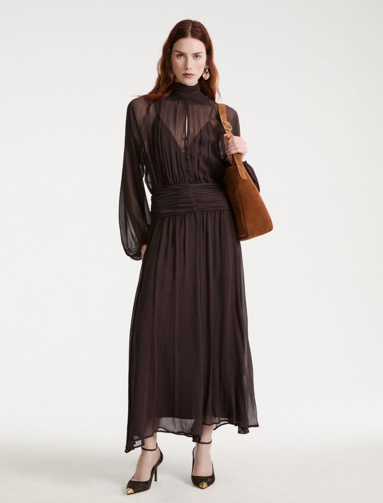 Kleid aus Crépon - BRAUN - Marella - 2