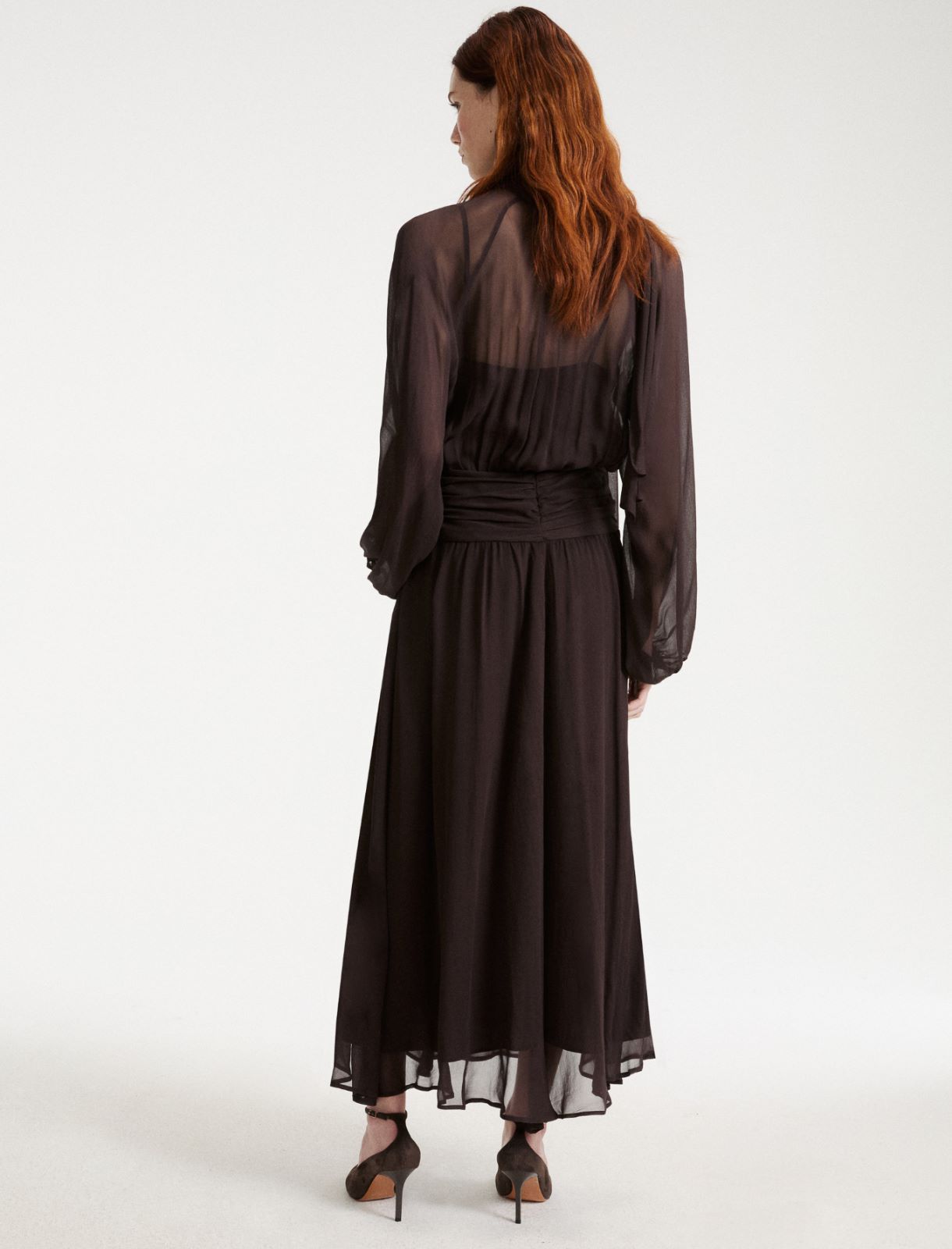 Kleid aus Crépon - BRAUN - Marella - 3