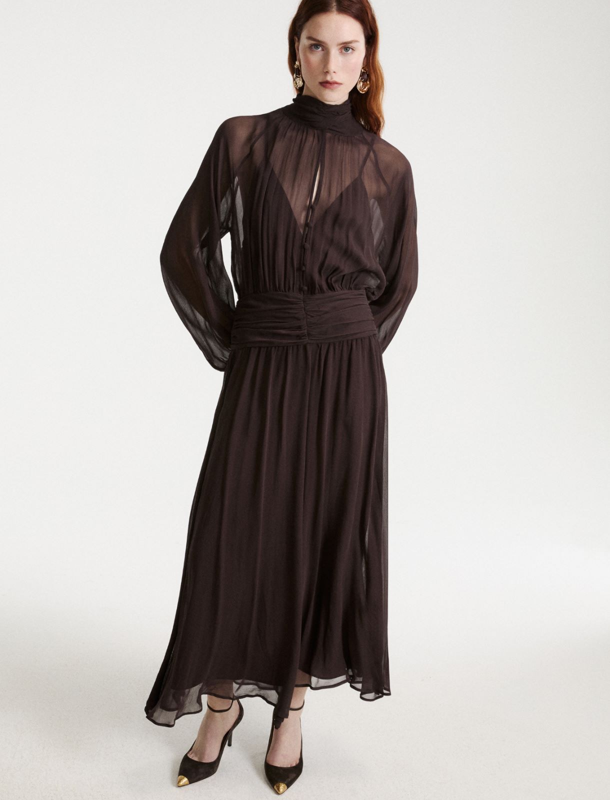 Kleid aus Crépon - BRAUN - Marella - 4