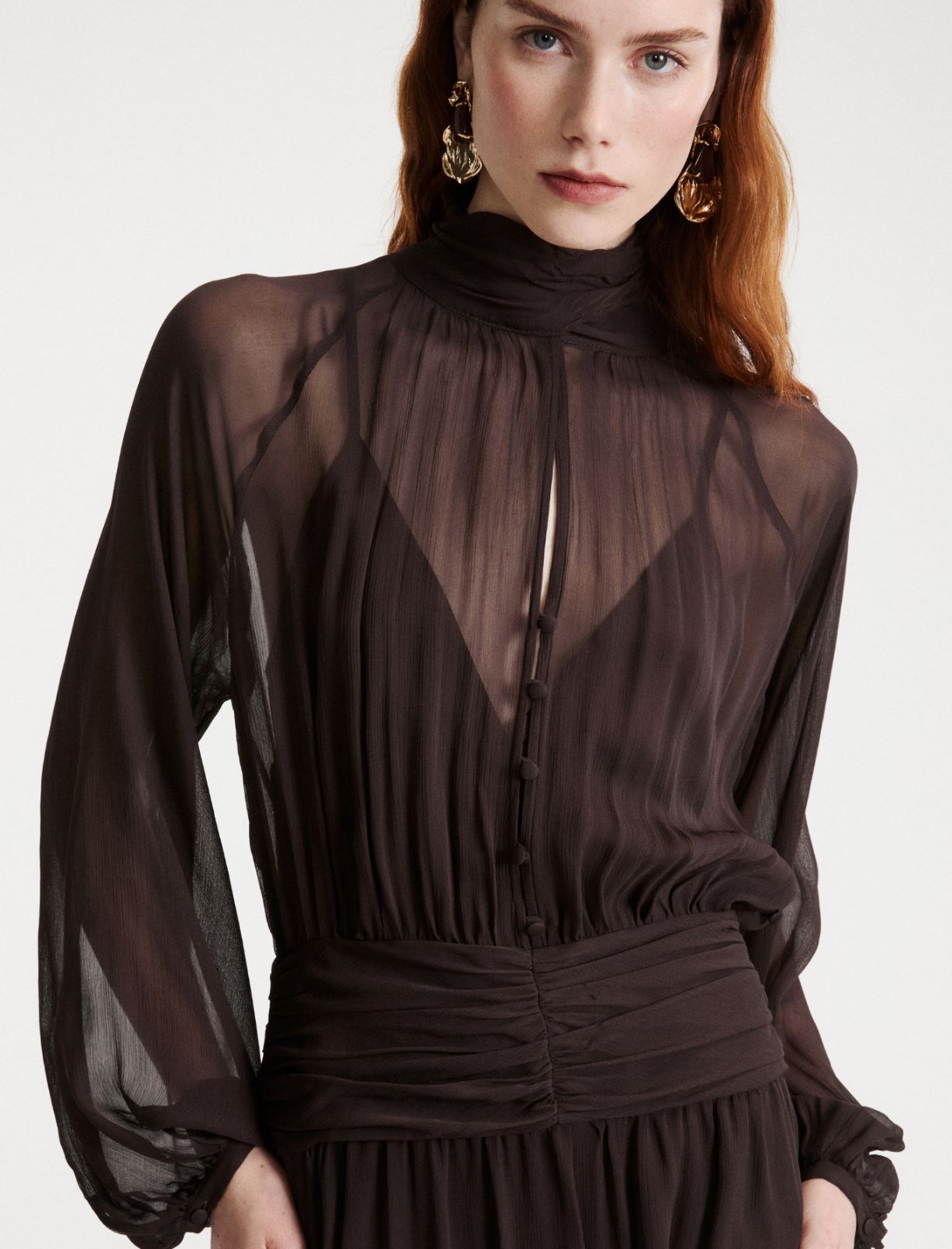 Kleid aus Crépon - BRAUN - Marella - 5