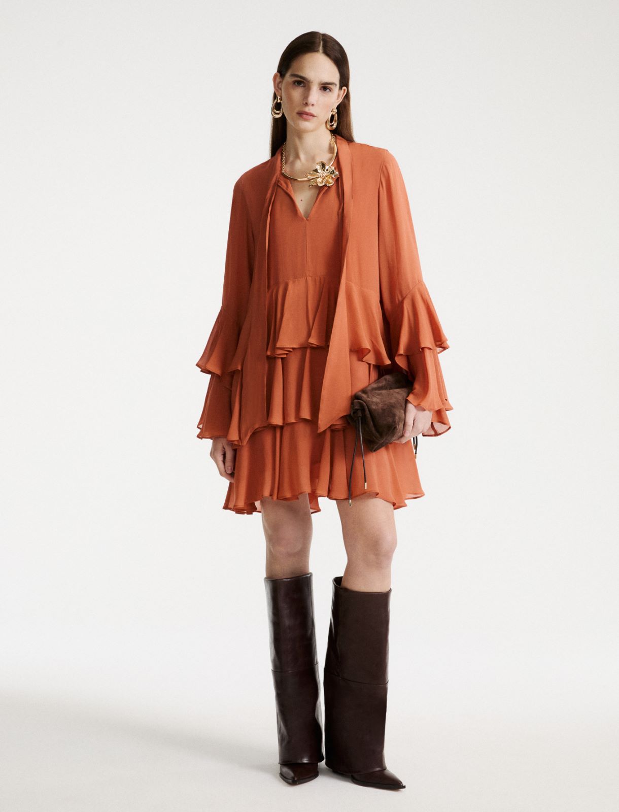 Flounced dress - TERRA COTTA - Marella - 2