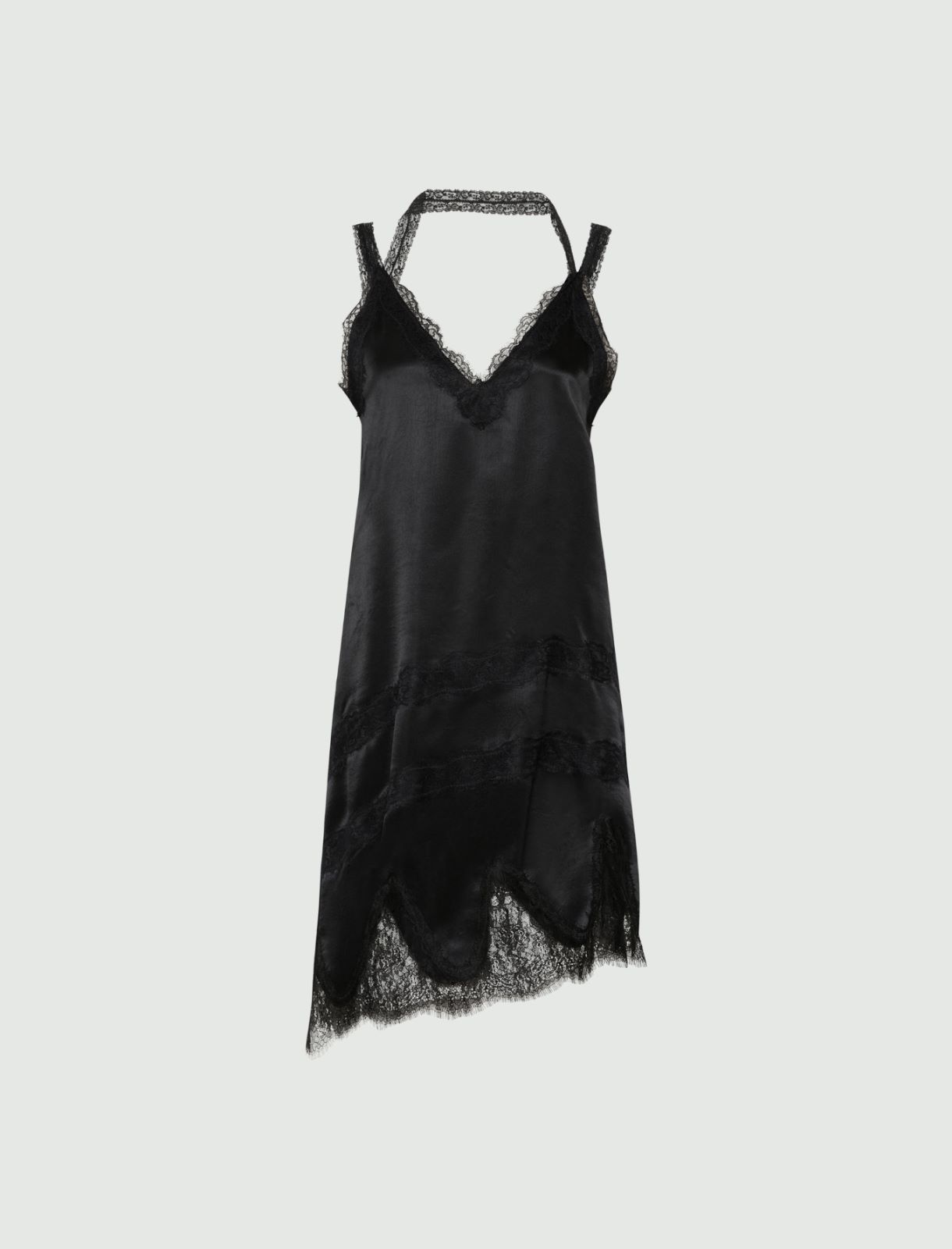 Kleid aus Satin mit Spitze - SCHWARZ - Marella