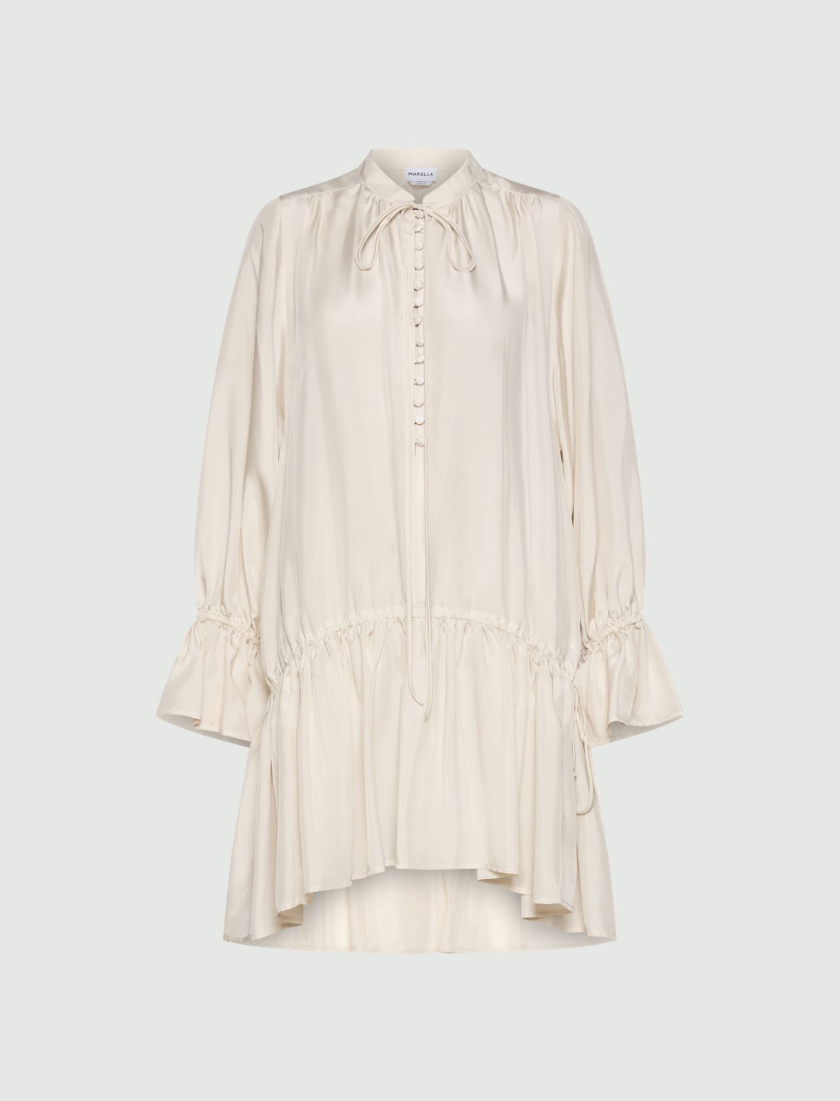 Habutai silk dress with flounce - WHITE - Marella