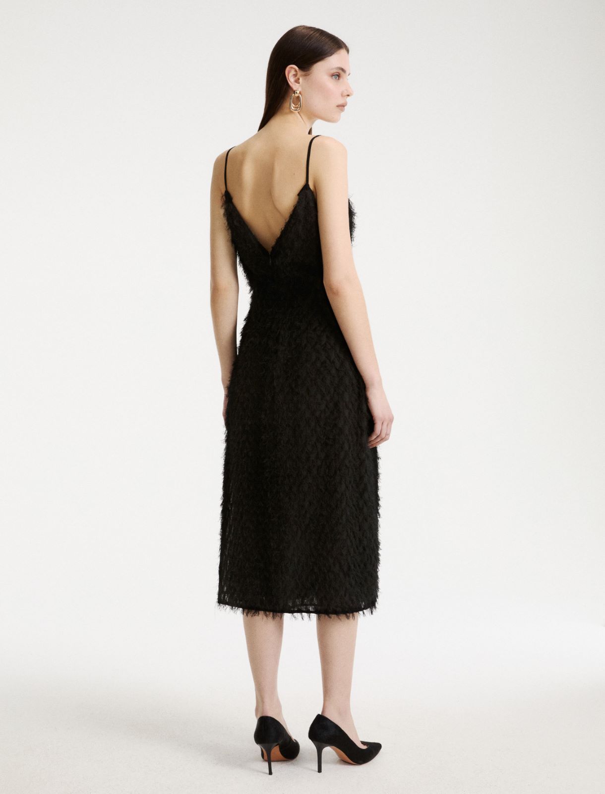 Slip dress in fil coupé - NERO - Marella - 3