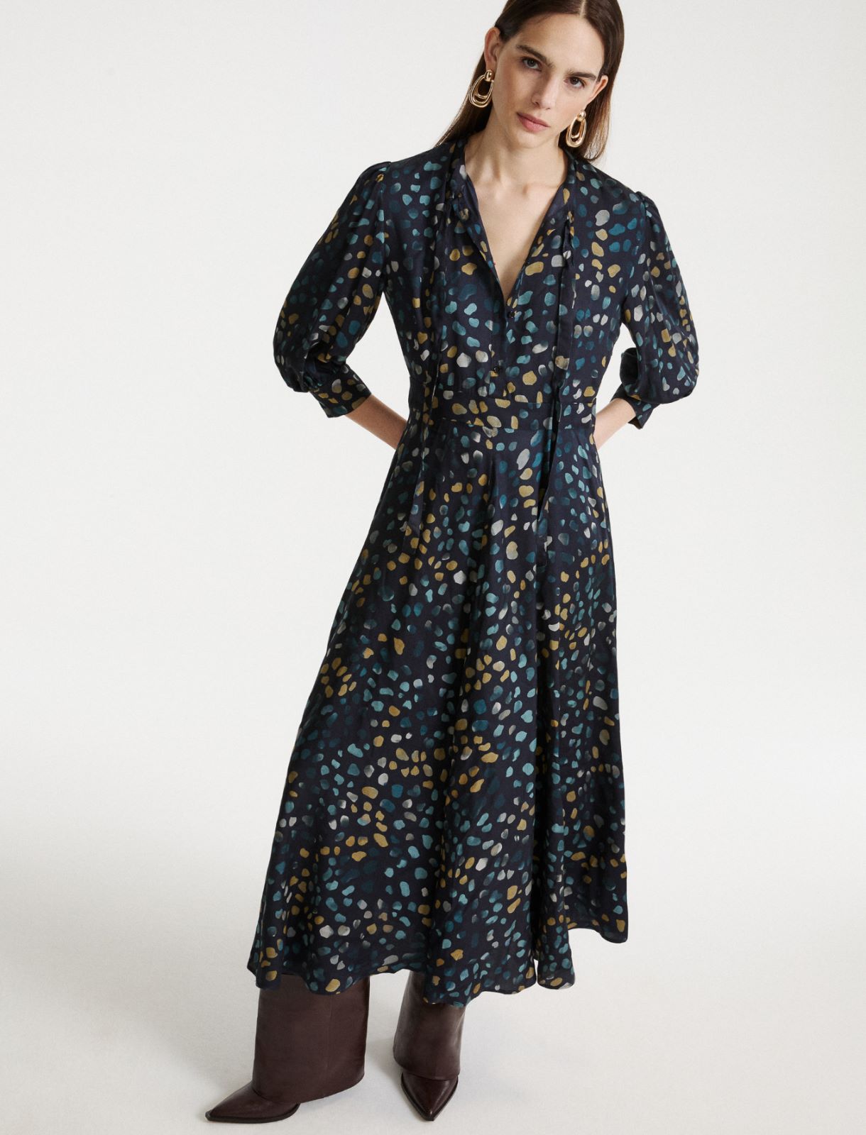 Hemdblusenkleid mit Bändern - NAVYBLAU - Marella - 4
