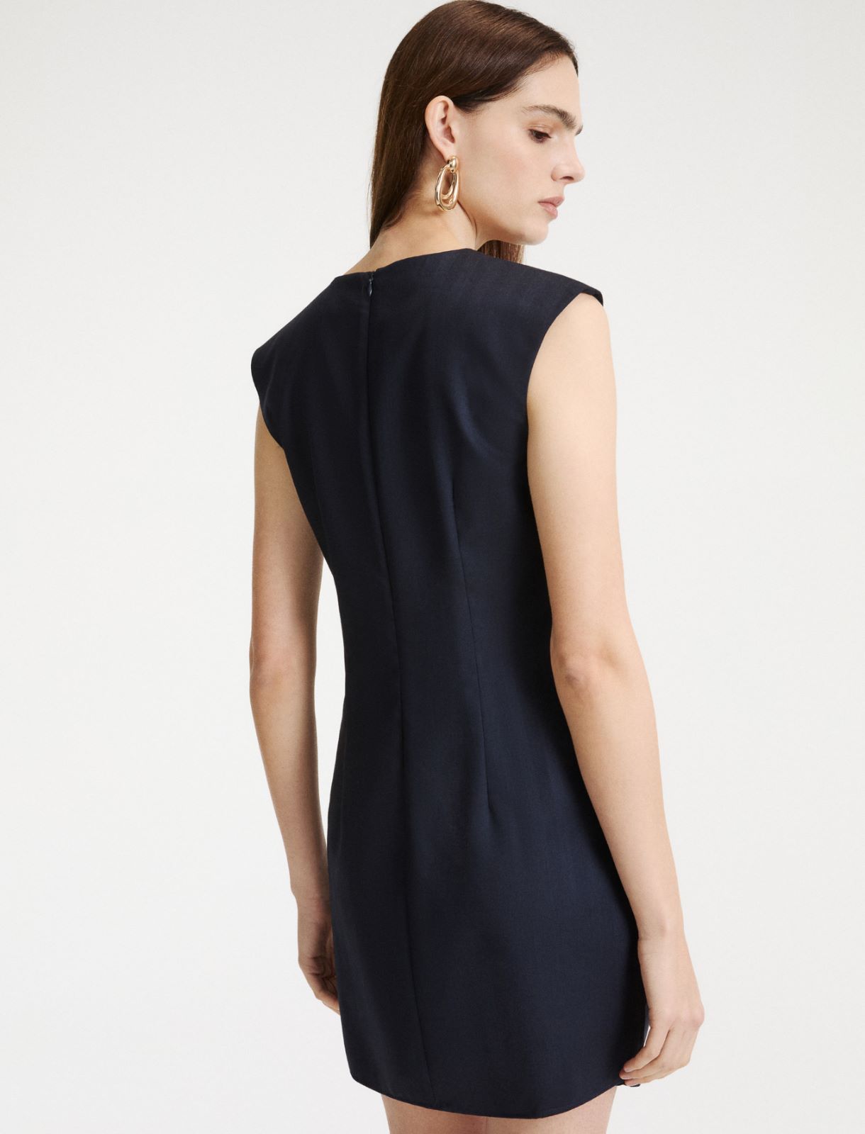 Kleid aus Twill in Fischgrat-Optik - NAVYBLAU - Marella - 3