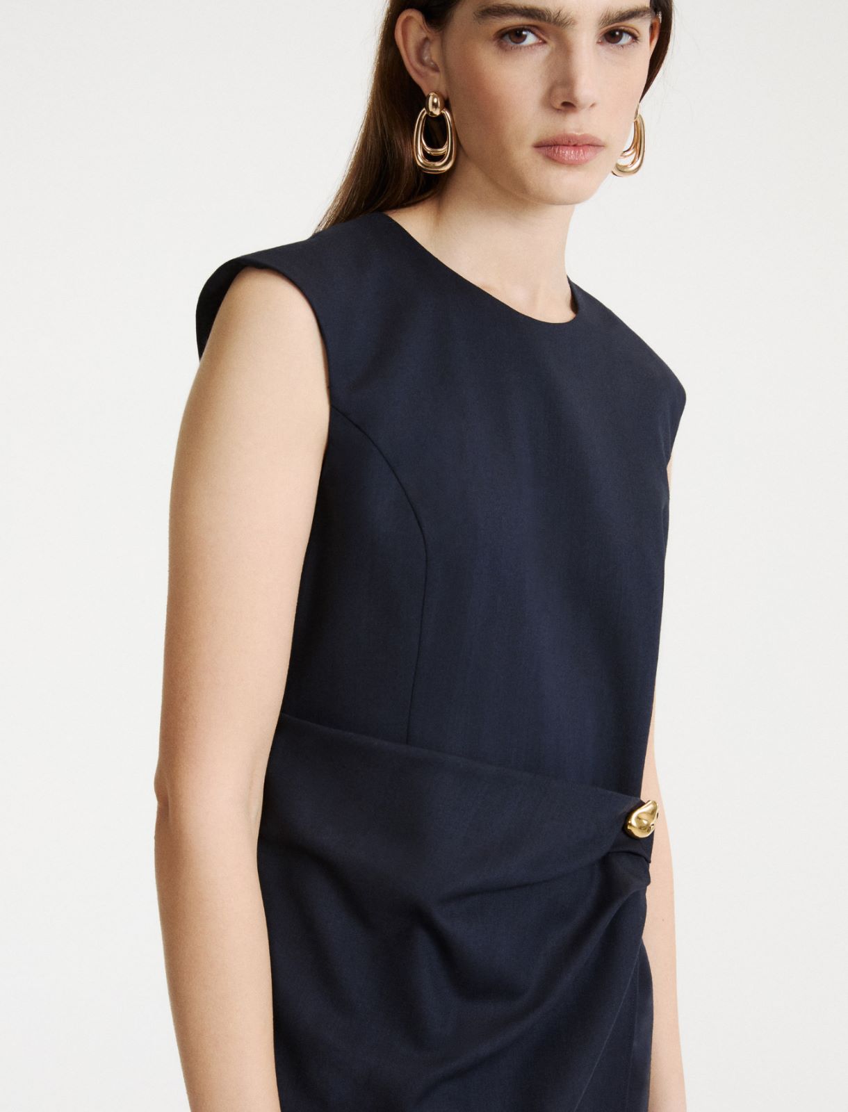 Kleid aus Twill in Fischgrat-Optik - NAVYBLAU - Marella - 5