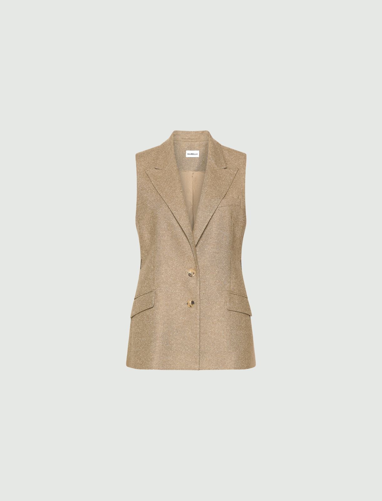 Wool and Silk Waistcoat - NATURAL - Marella