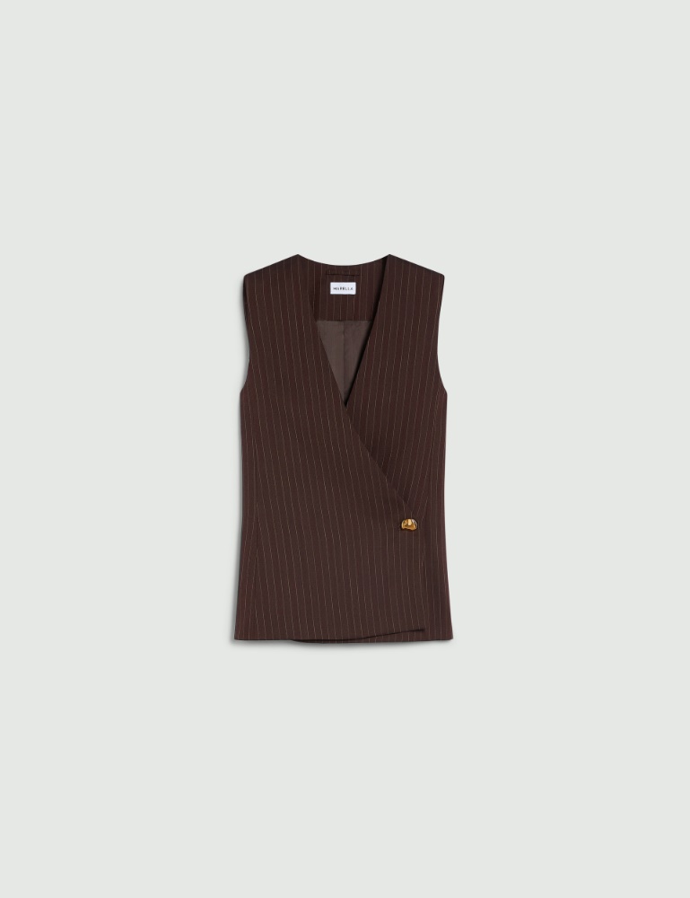 Pinstriped and plain twill waistcoat - Marella