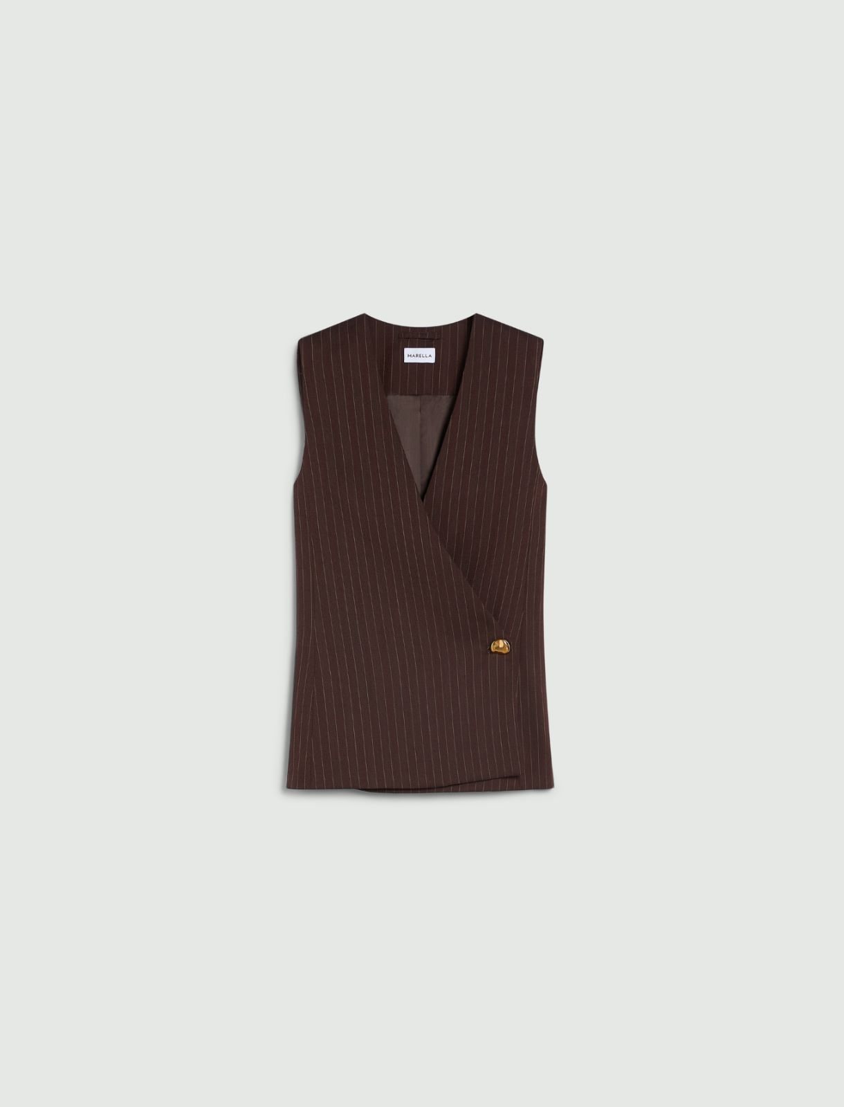 Pinstriped and plain twill waistcoat - BROWN - Marella