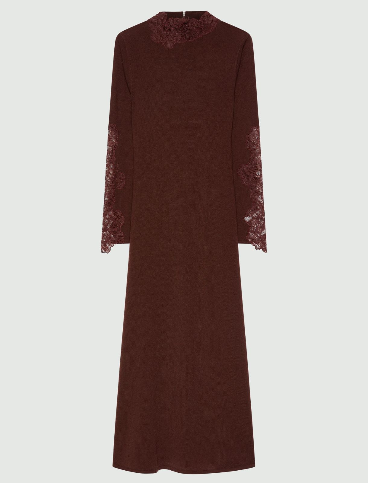 Vestido largo con incrustaciones de encaje - MARRON - Marella