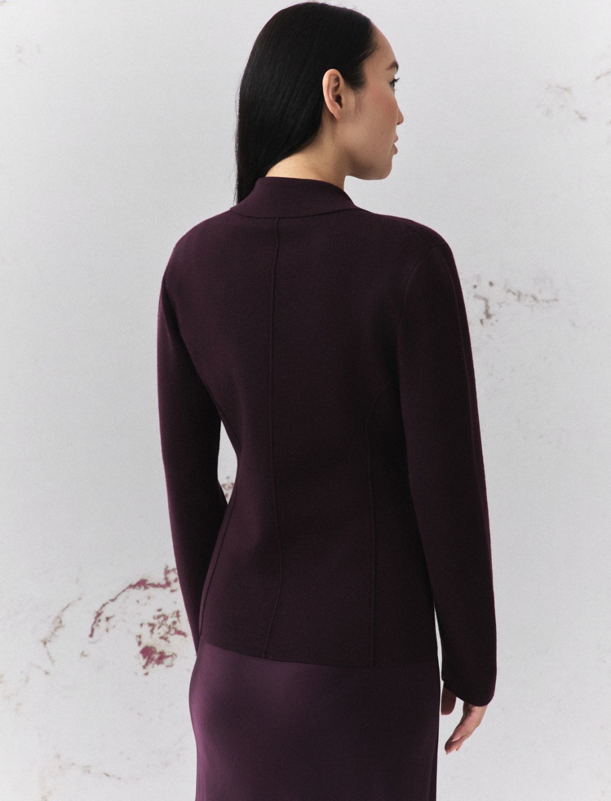 Milan stitch pure wool jacket - BLACKBERRY - Marella - 3