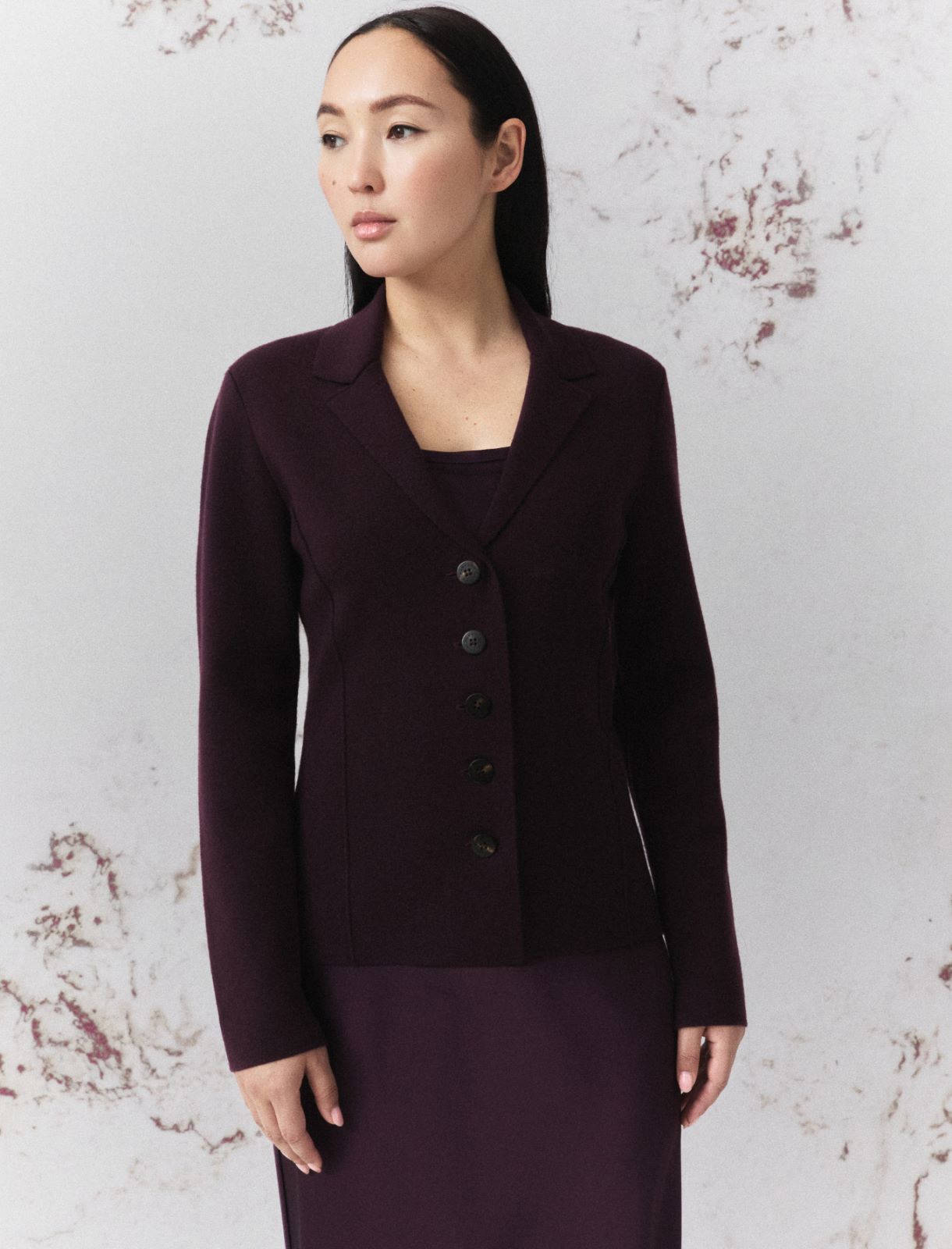 Milan stitch pure wool jacket - BLACKBERRY - Marella - 4