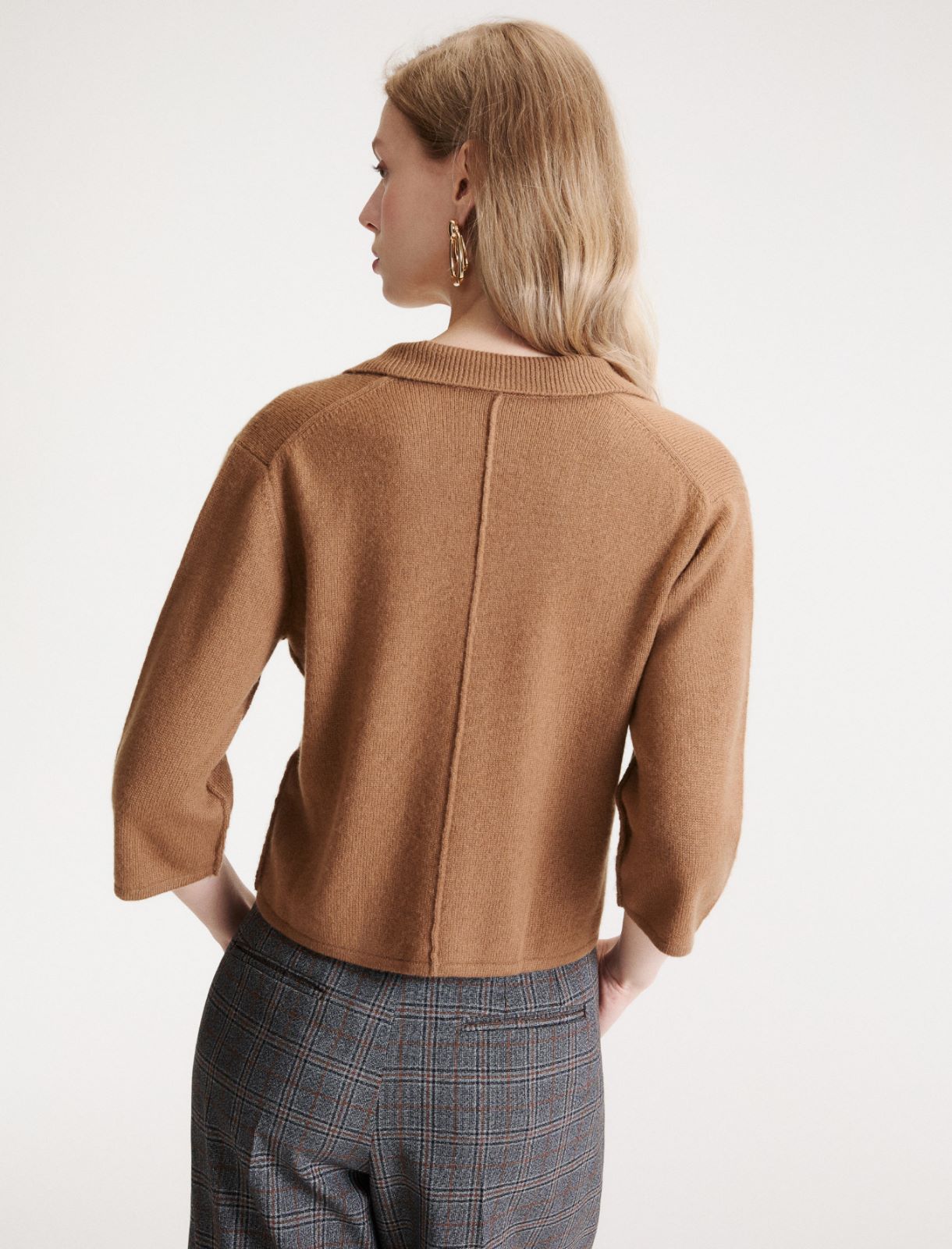 Boxy cashmere and wool shirt jacket - CAMEL - Marella - 3