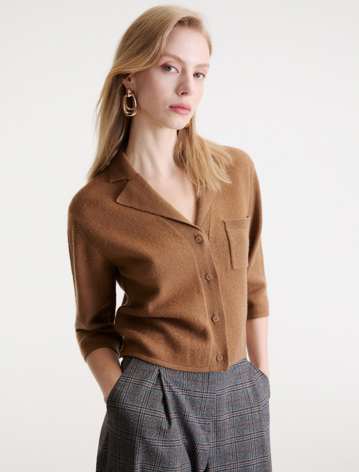 Boxy cashmere and wool shirt jacket - CAMEL - Marella - 4