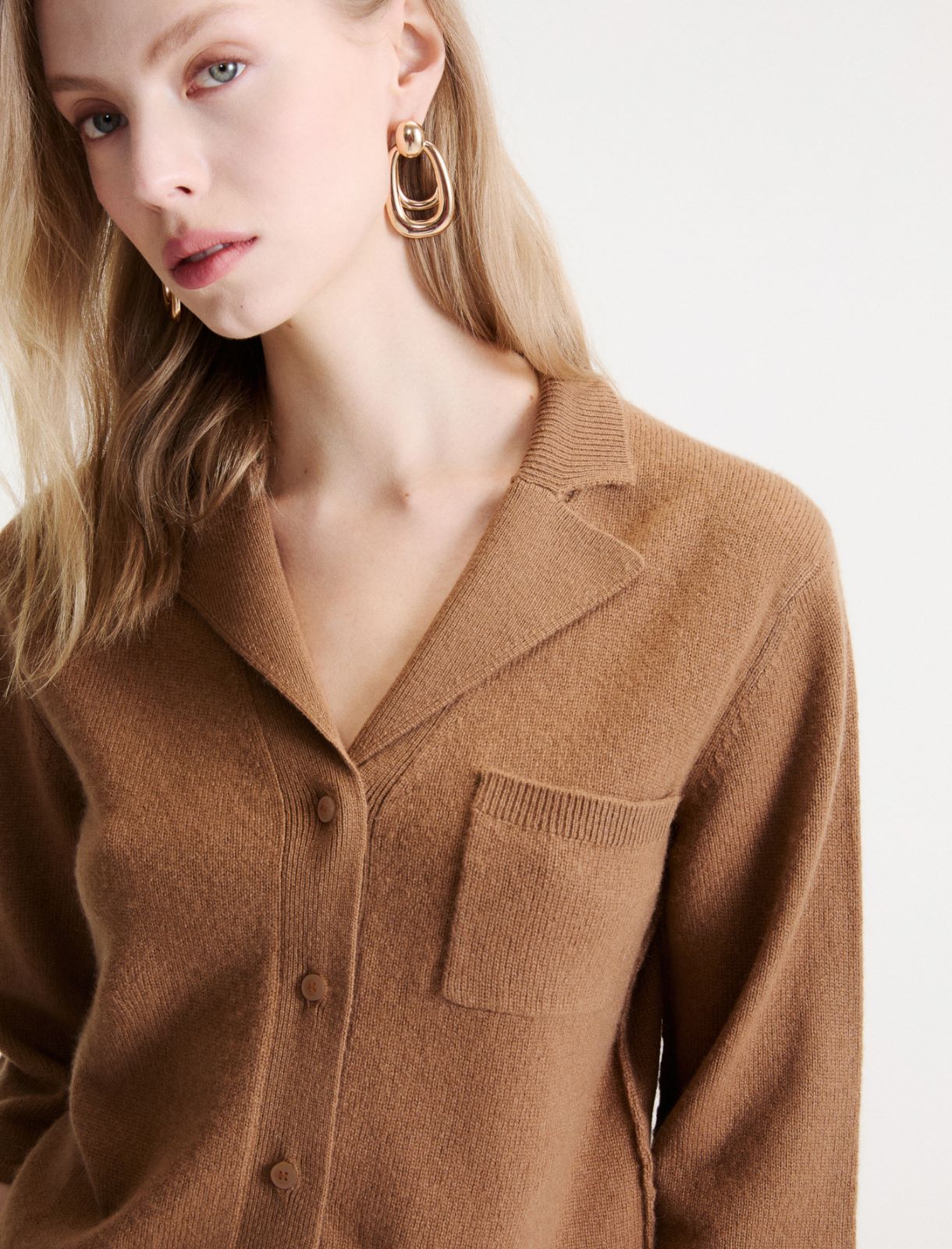 Boxy cashmere and wool shirt jacket - CAMEL - Marella - 5