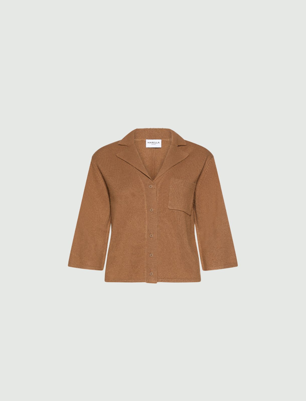 Boxy cashmere and wool shirt jacket - CAMEL - Marella