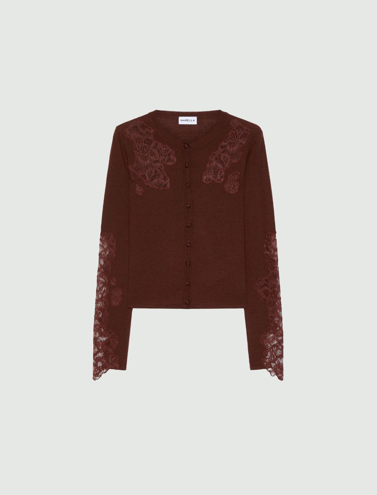 Lace-panelled cardigan - BROWN - Marella