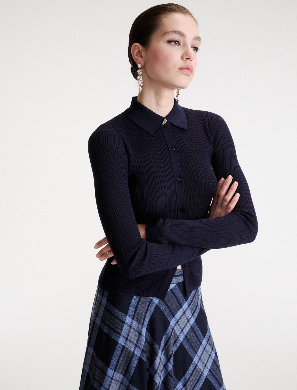 Wool-blend polo jumper - NAVY - Marella - 4