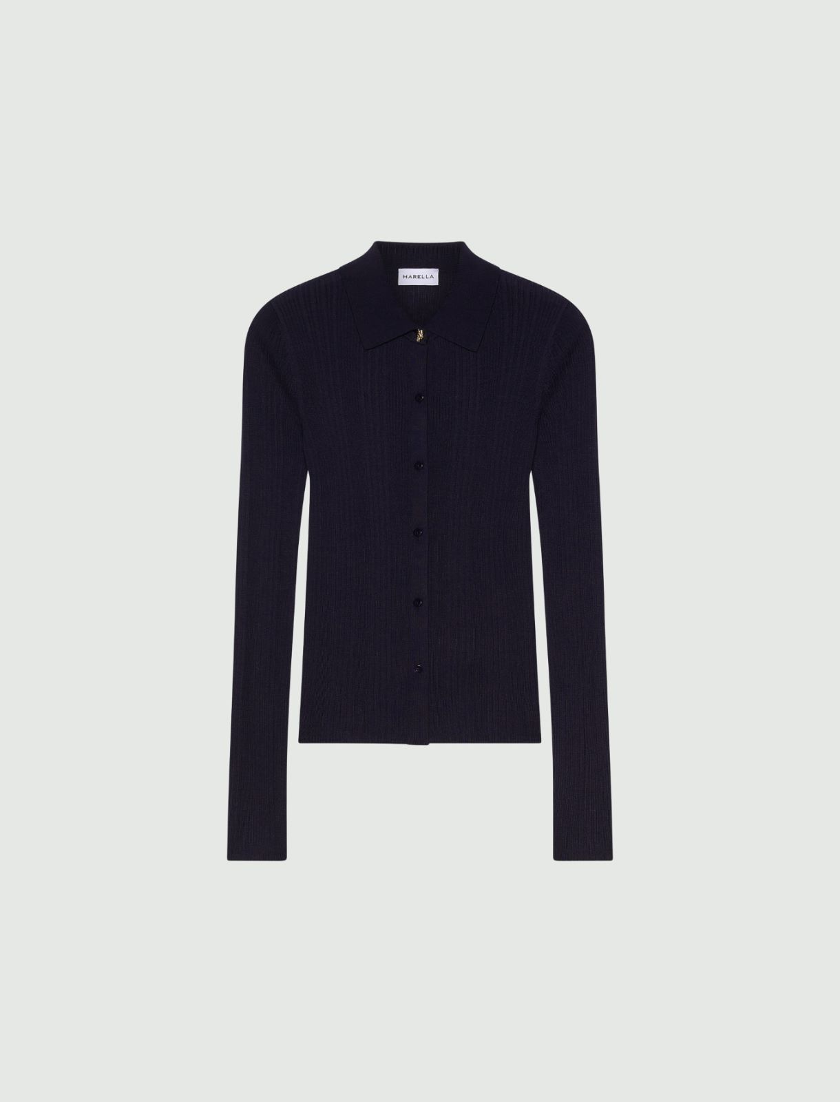Wool-blend polo jumper - NAVY - Marella