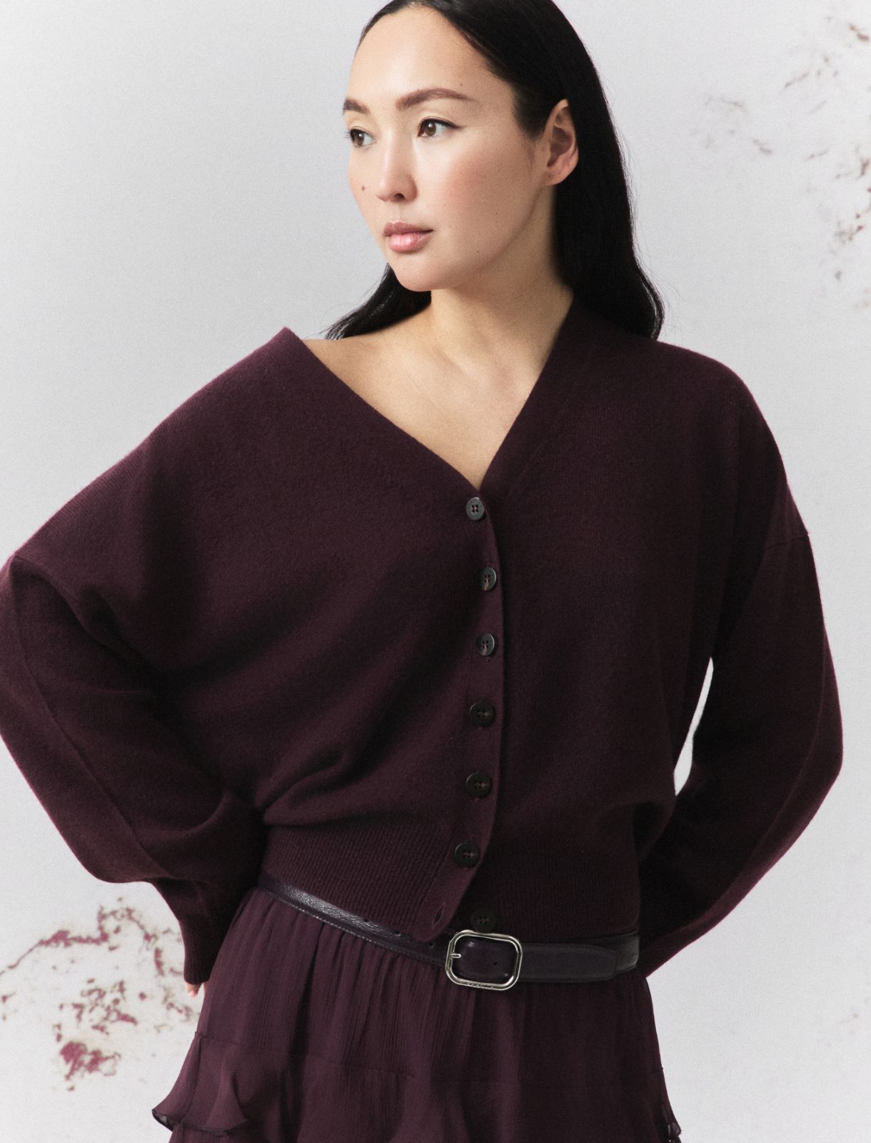 Pure cashmere cardigan - BLACKBERRY - Marella - 4