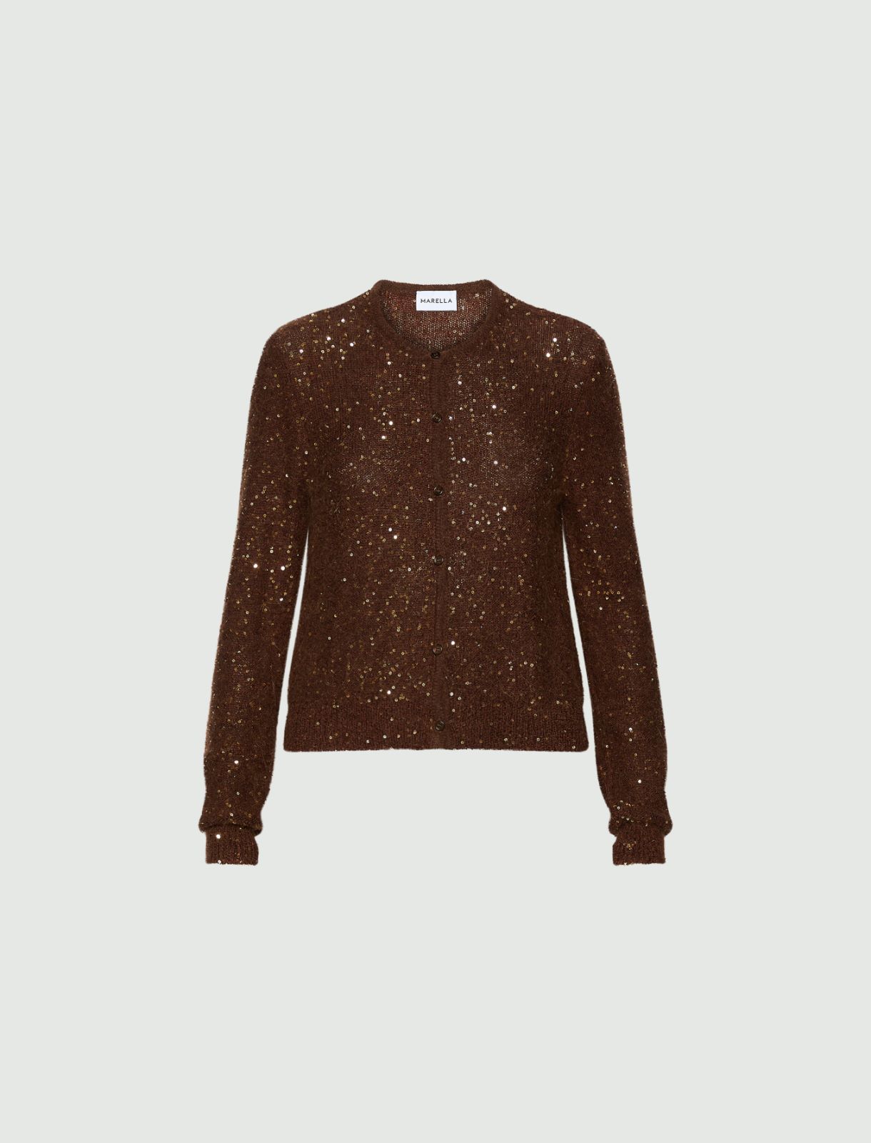 Sequinned alpaca cardigan - BROWN - Marella