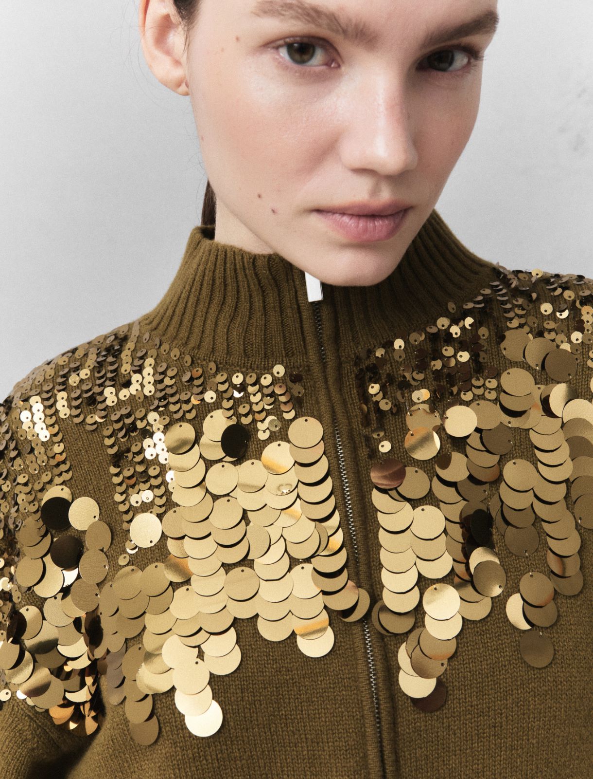 Sequinned cardigan - OIL GREEN - Marella - 5
