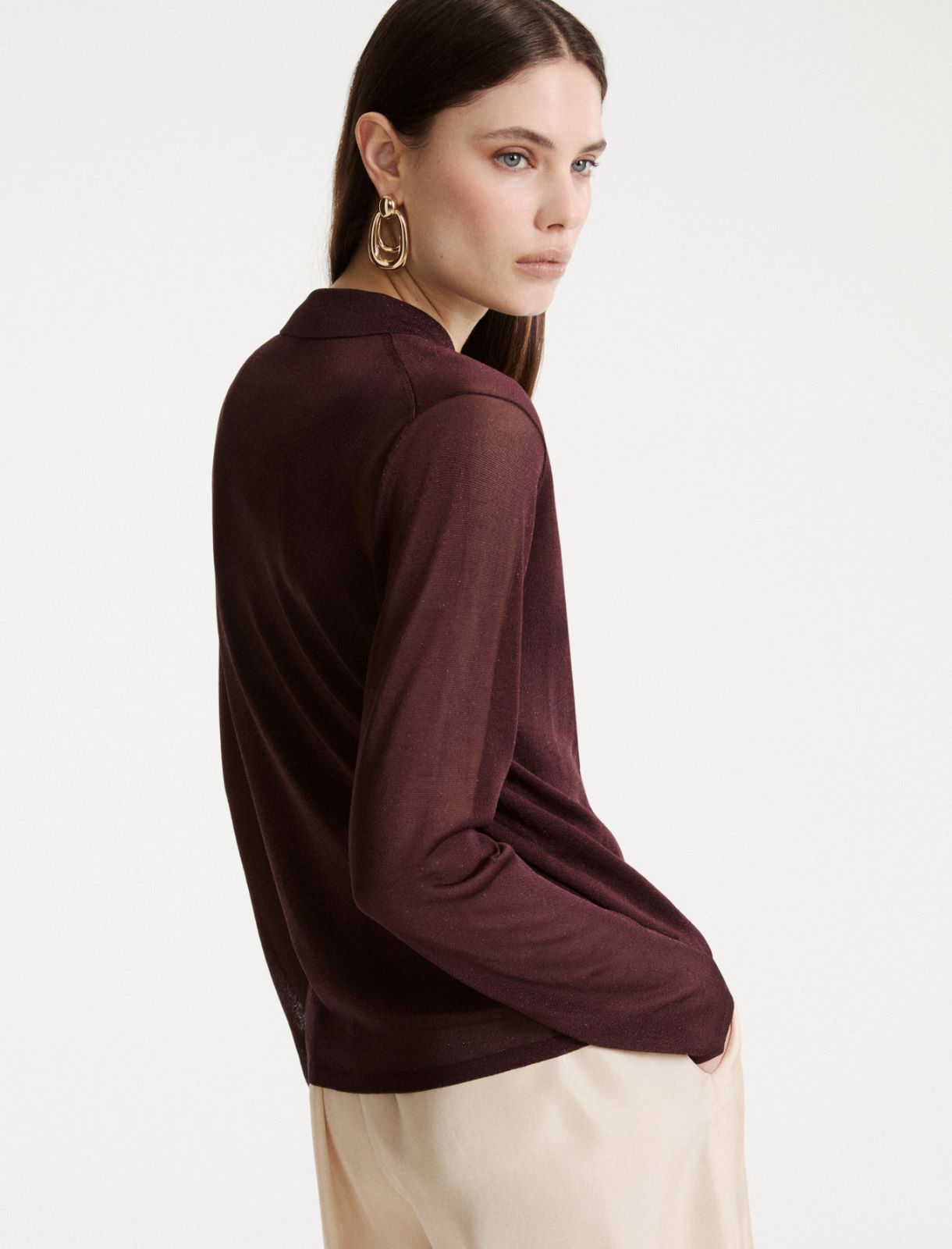 Viscose and lurex shirt - BORDEAUX - Marella - 3