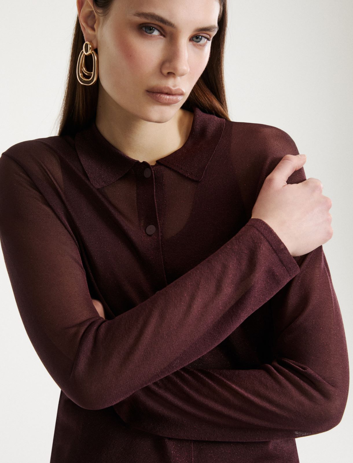 Viscose and lurex shirt - BORDEAUX - Marella - 5