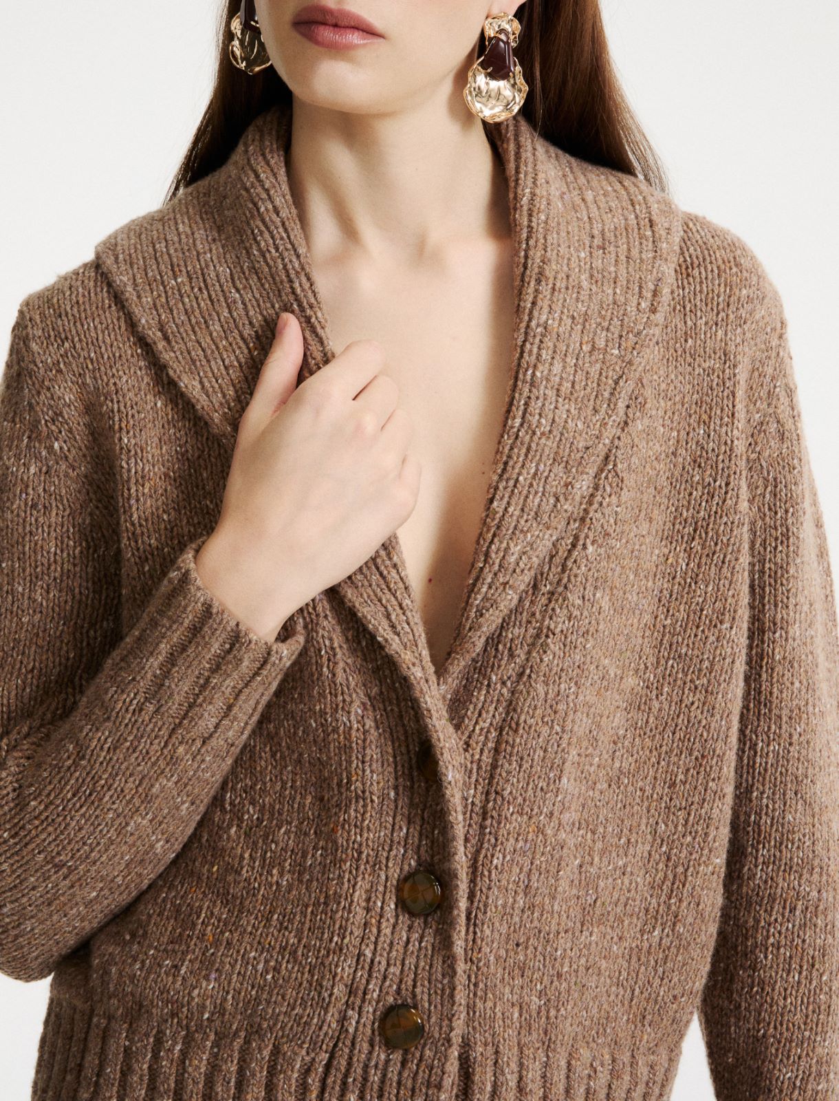 Cardigan boutonné en maille - NOISETTE - Marella - 5