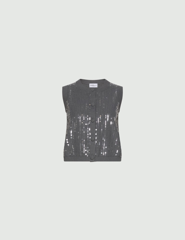 Gilet en maille bouclé à paillettes - Marella