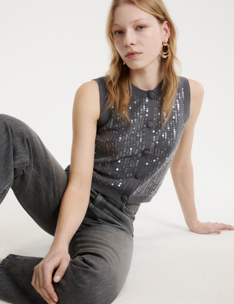 Gilet en maille bouclé à paillettes - Marella