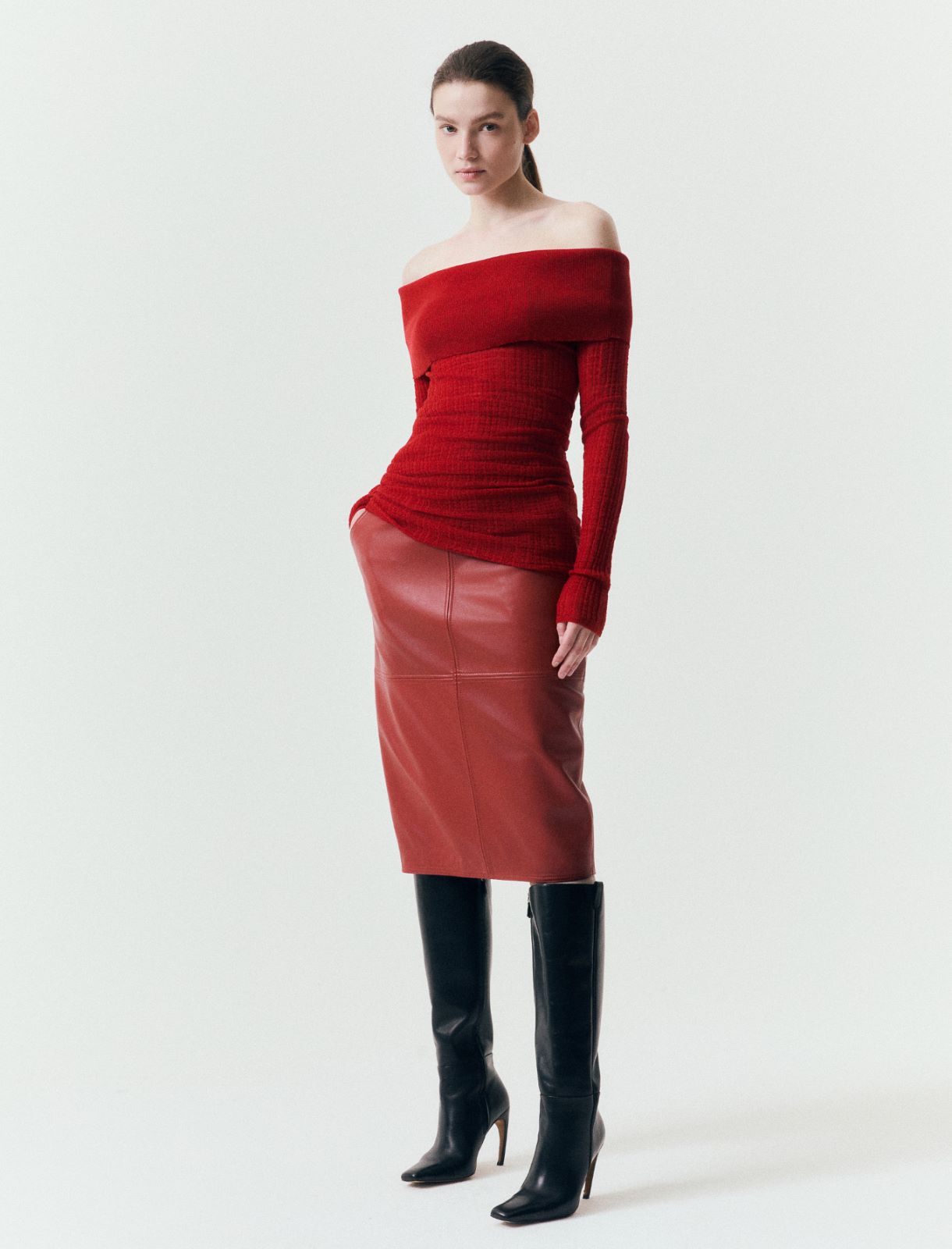 Cowl neck jumper - RED - Marella - 2