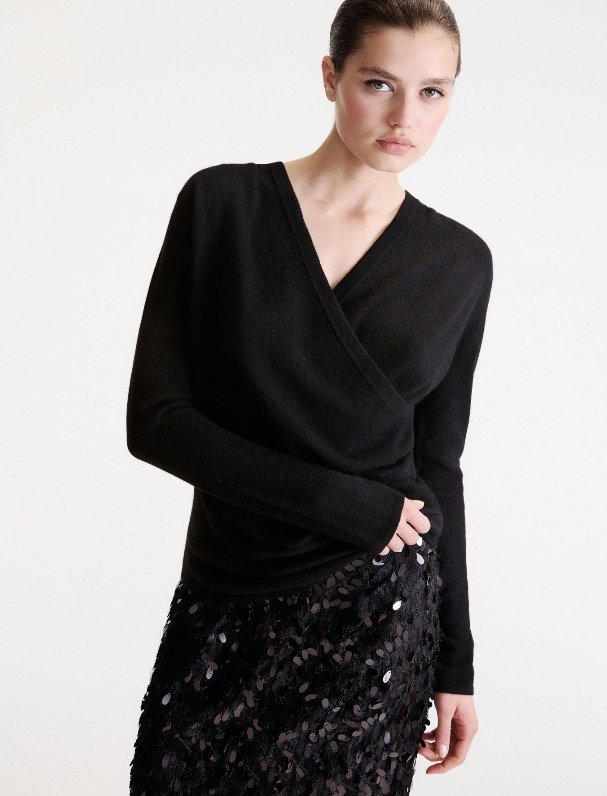 Crossover pure cashmere jumper - BLACK - Marella - 4